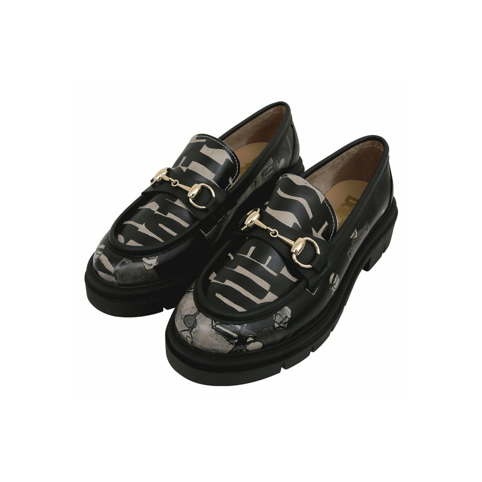 DOGO Cindy Loafer Supper Blackwhite Damen Halbschuhe Loafer Handgefertigt