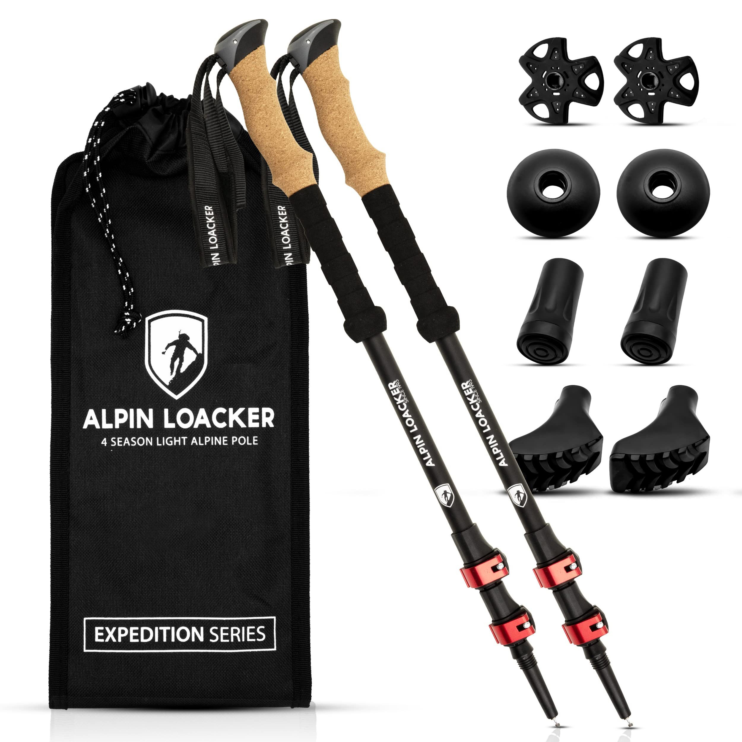 Alpin Loacker Треккинговые палки Teleskop Wander Палочки Aluminium mit Korkgriff (Leichte Nordic Walking Палочки Damen und Herren für Skifahren und Wandern), Trekkingstöcke für Bergsport
