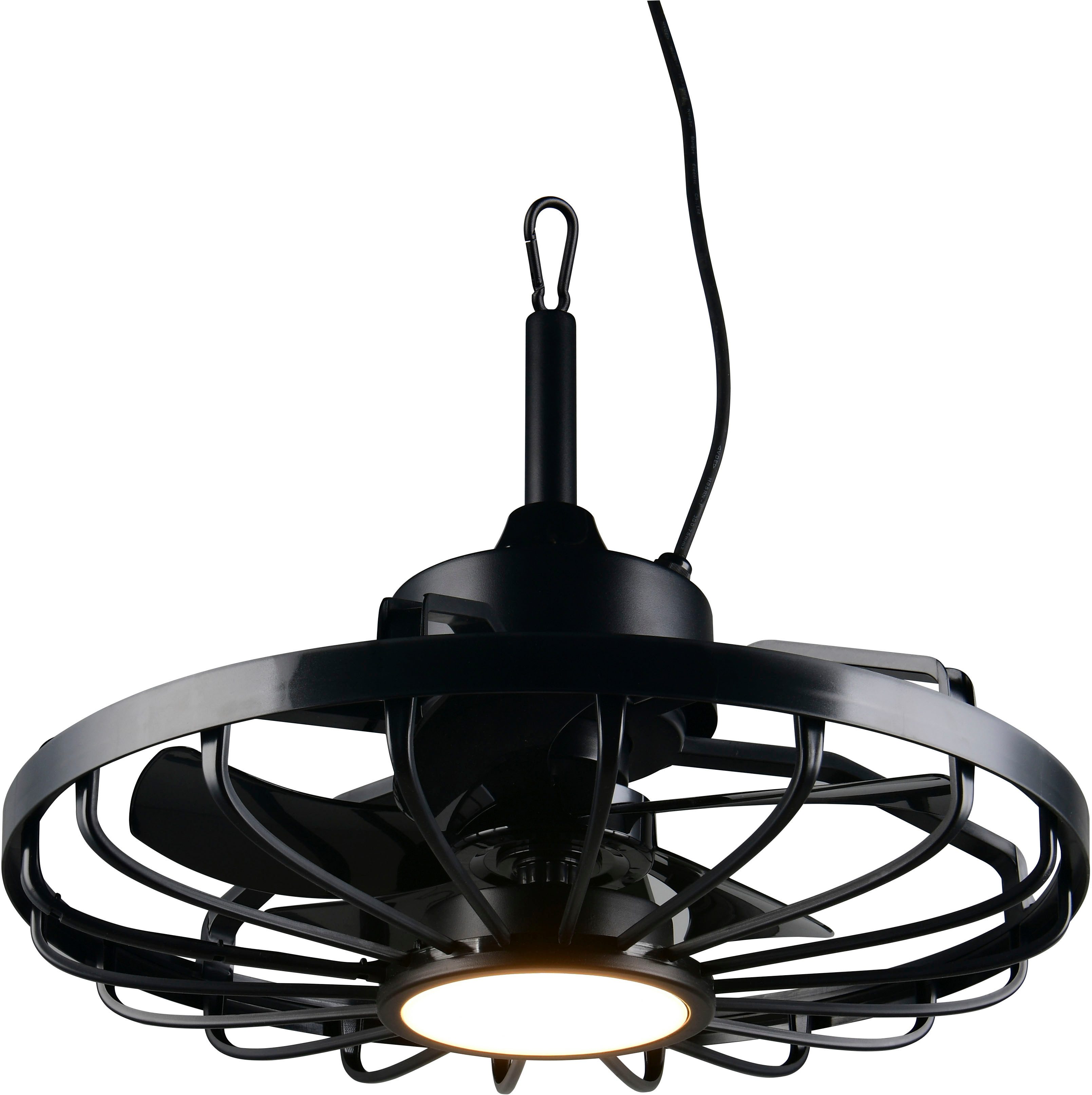 Reality Leuchten LED Deckenleuchte OSLO mit Ventilator, Deckenventilator mit Hängevorrichtung + 3m Kabel, CCT - über Fernbedienung, Dimmfunktion, Nachtlichtfunktion, Timerfunktion, Ventilatorfunktion, getrennt schaltbar, LED fest integriert, Farbwechsler, warmweiß - kaltweiß, outdoortauglicher Ventilator IP44 für Garten, Terrasse oder Bad Ø 51cm