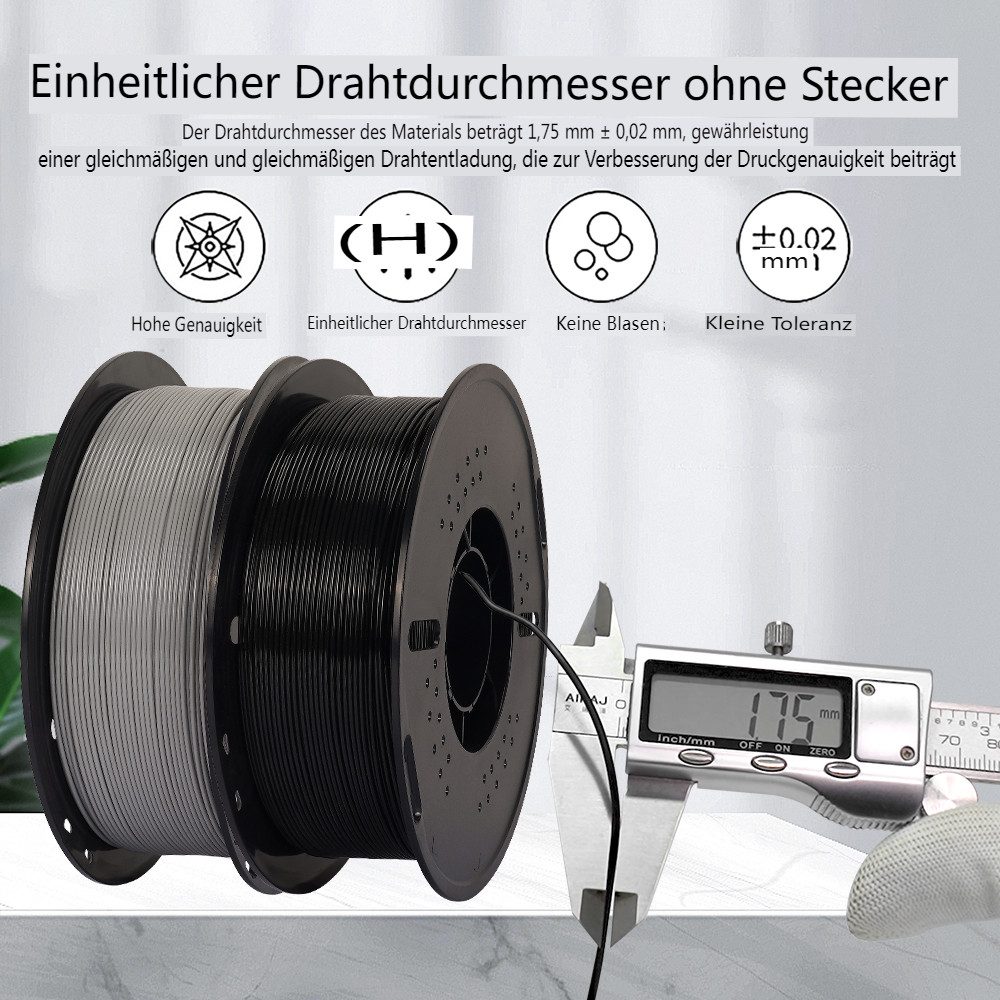 KINGROON Filament hohe Geschwindigkeit 3D Drucker PETG Filament 1,75mm, 5KG Set 5 Farben Hohe Maßgenauigkeit & Zähigkeit 3D-Druckmaterialien – Bild 3 von 5