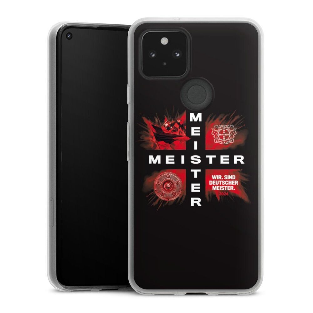 DeinDesign Handyhülle Bayer 04 Leverkusen Meister Offizielles Lizenzprodukt, Google Pixel 5 Slim Case Silikon Hülle Ultra Dünn Schutzhülle