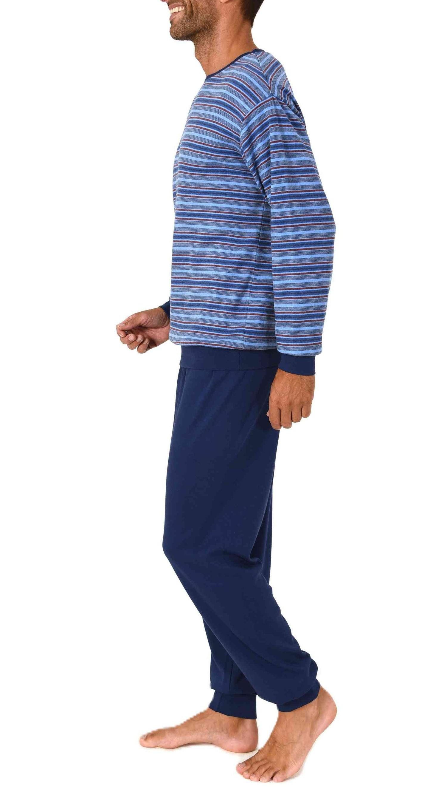 Normann Pyjama Herren Schlafanzug gesgtreift in warmer Kuschel Interlock Qu günstig online kaufen