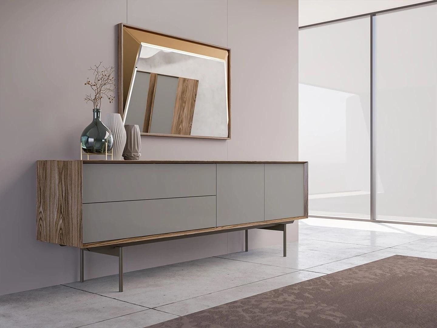 Xlmoebel Sideboard Esszimmer-Sideboard mit Spiegel und Holzschrankdesign (Sideboard mit Spiegel, 2 St., Sideboard mit Spiegel), Hergestellt in Europa