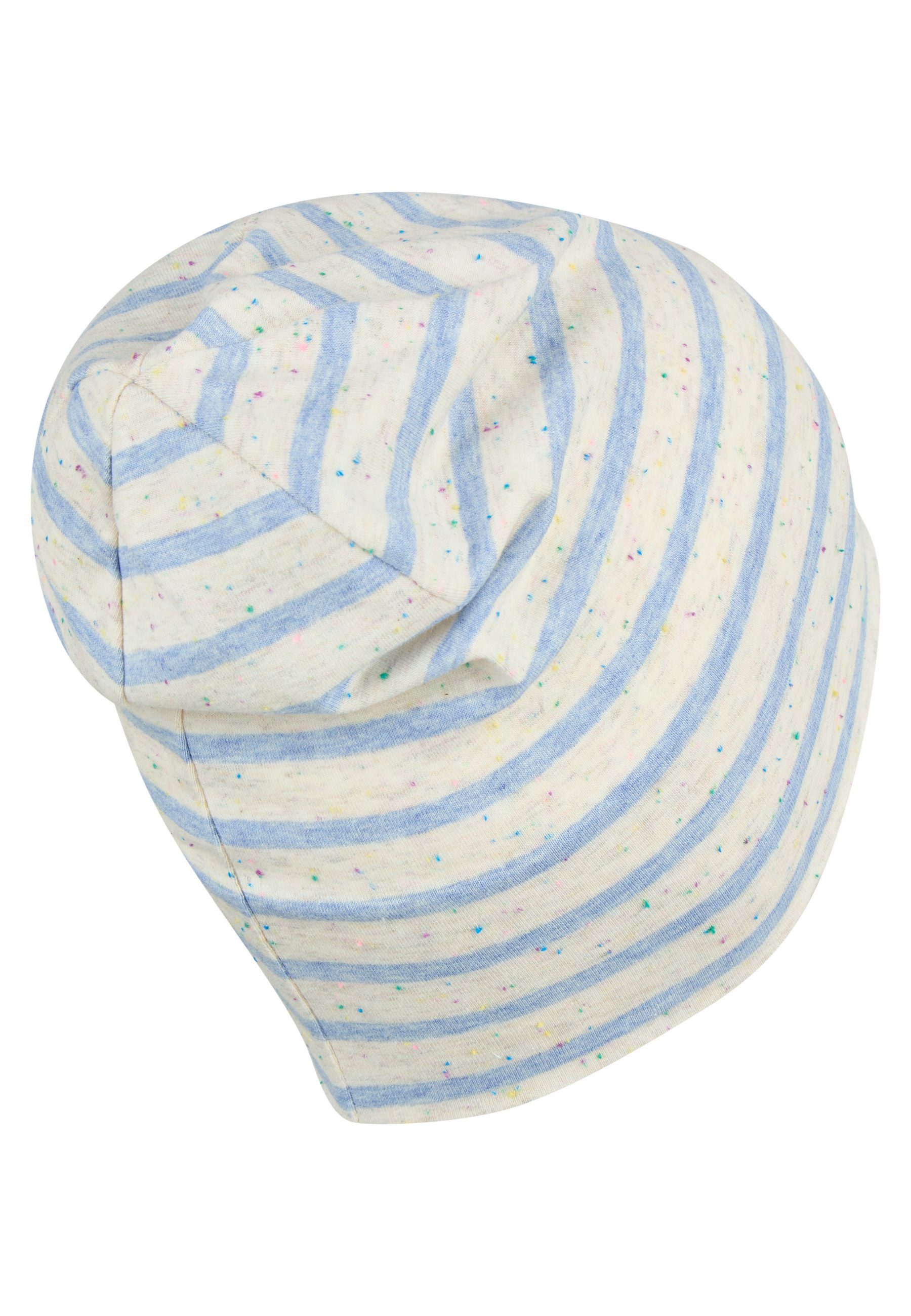 Sterntaler® Beanie UV-Schutz 50+ Beanie Streifen (1-St) Beanie aus Ringel-Melange-Jersey mit Pünktchen, 2 Tragevarianten