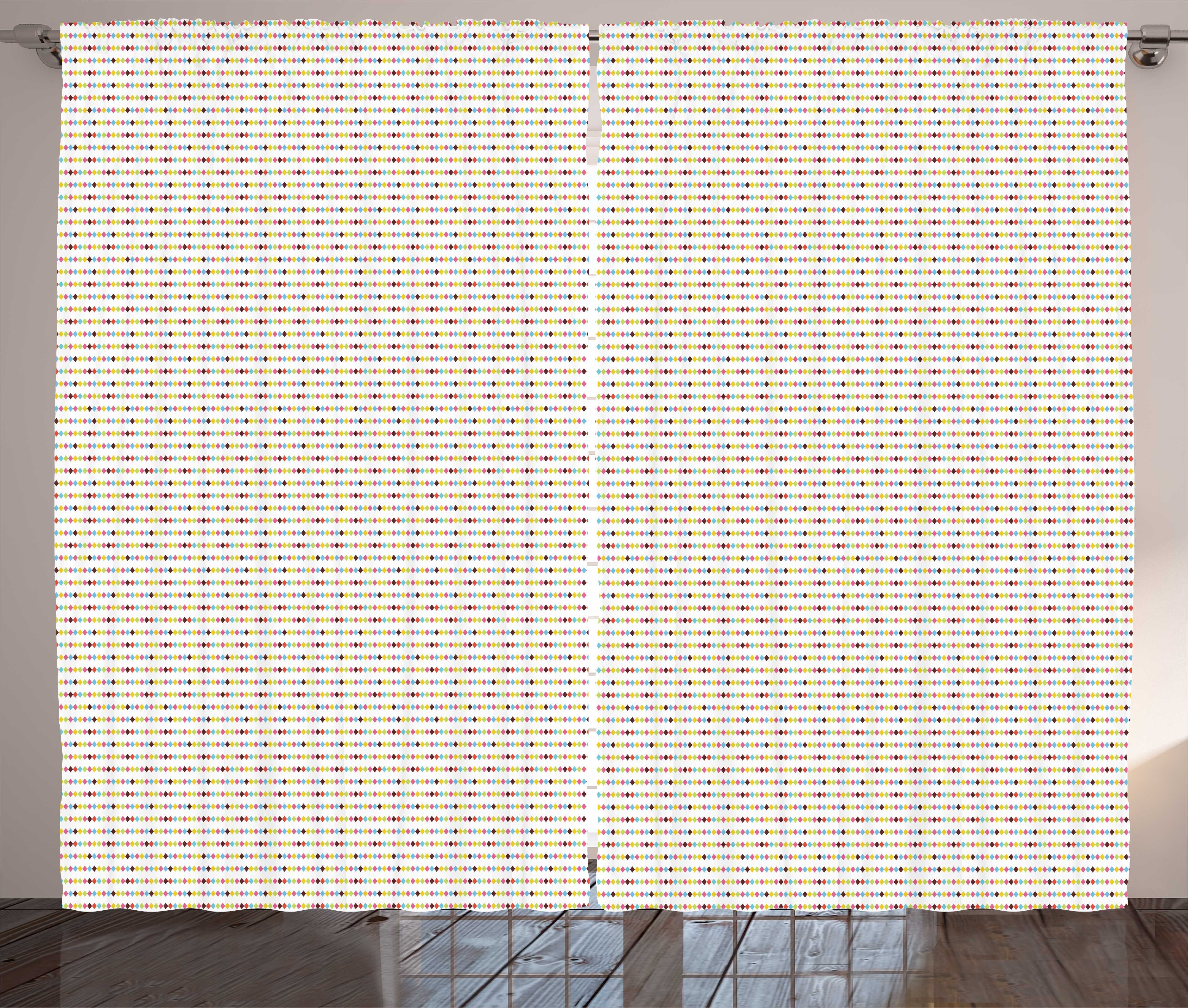 Gardine Schlafzimmer Kräuselband Rhombus Vorhang Abakuhaus, Bunte mit Zusammenfassung Drucken und Schlaufen Haken