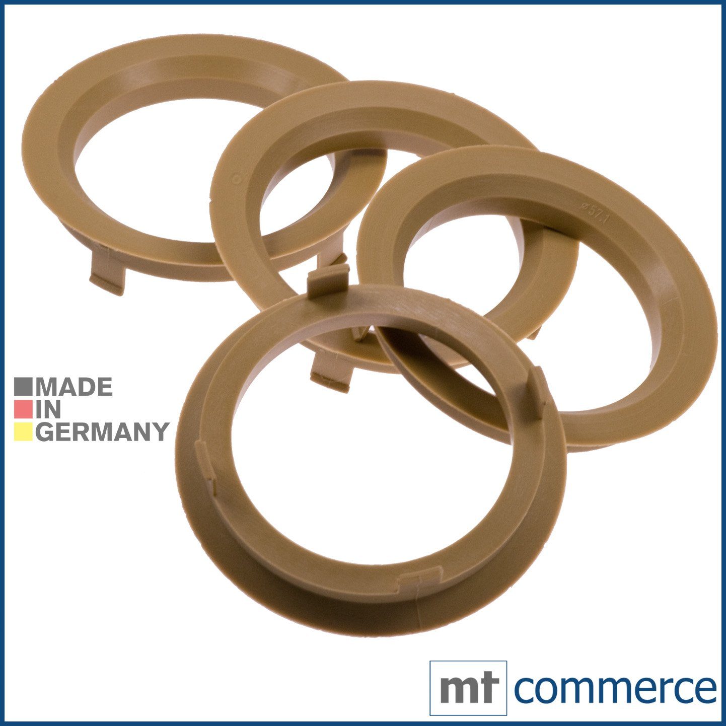 BRANDT AUTOMOTIVE Reifenstift 4X Zentrierringe Hellbraun Felgen Ringe Made in Germany, Maße: 70,1 x 57,1 mm