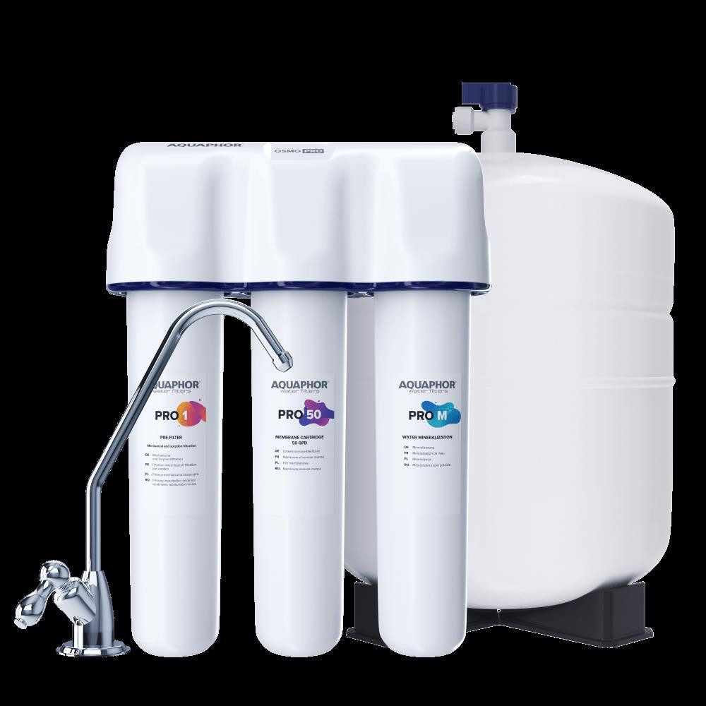 Aquintos Wasseraufbereitung Kalk- und Wasserfilter PRO50-M Umkehrosmoseanlage, Zubehör für Trinkwasser-Umkehrosmose-System, 7,8 Ltr./Std. - 190 Liter am Tag