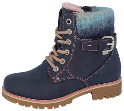 TOM TAILOR Winterboots mit gepolstertem, farbigem Strickkragen