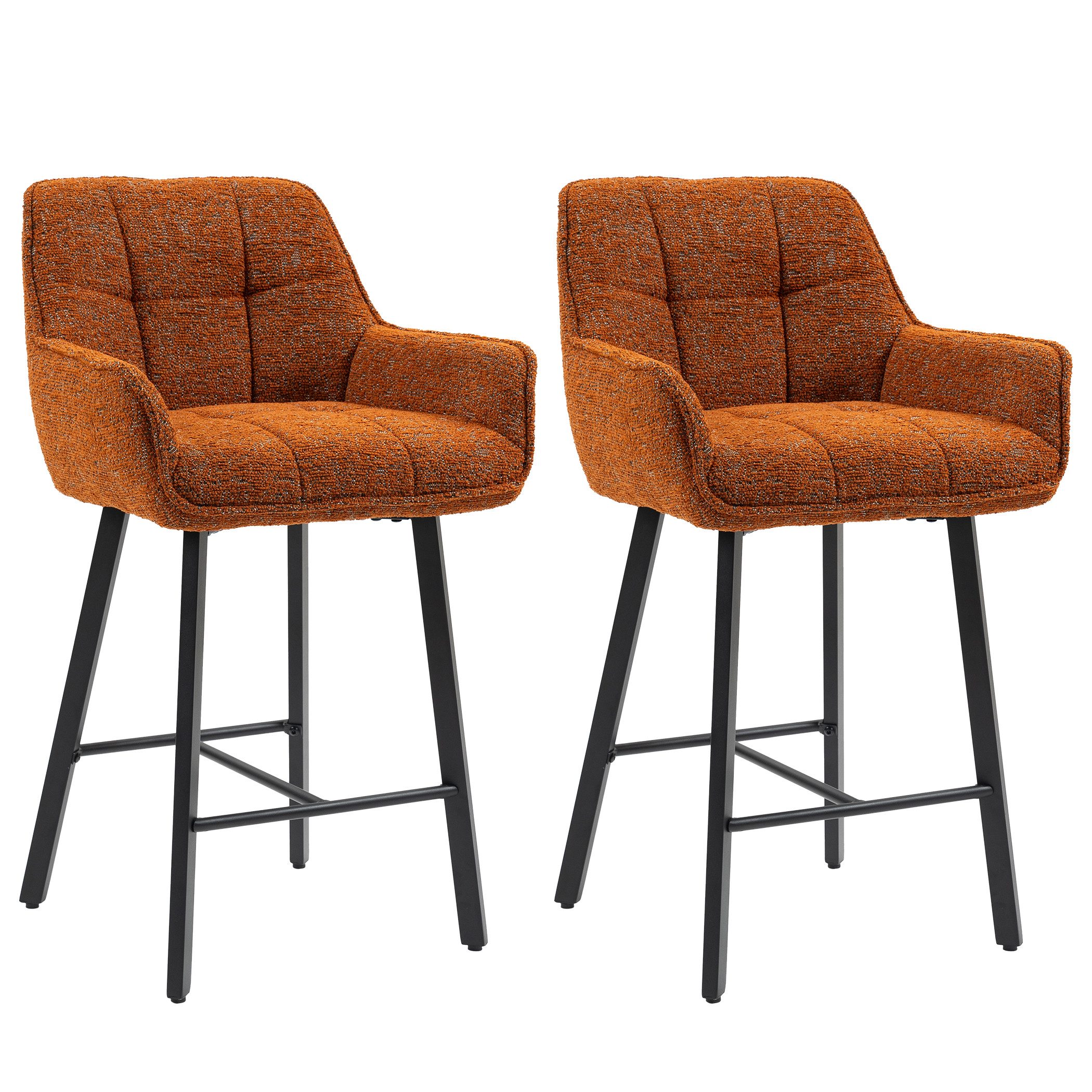 BRTHORY Barhocker 2er Set, höhenverstellbare Küchenhocker mit Rückenlehne (2 St), Fußstütze und Metallgestell, 54x57x91cm