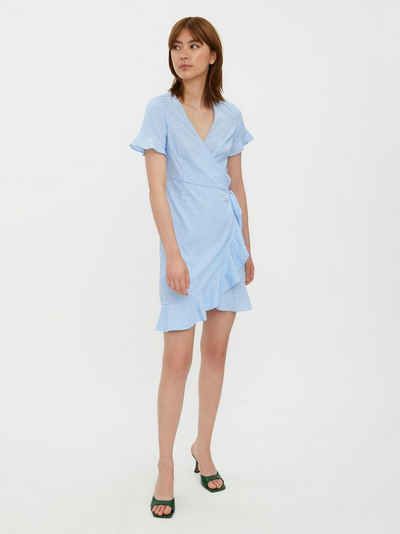 Vero Moda Shirtkleid Kurzes Wickel Kleid mit Rüschen VMHENNA (kurz) 5757 in Blau