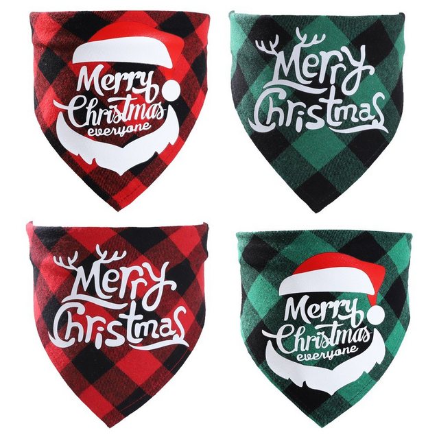 FeelGlad Tierkleid "Weihnachten Hundehalstuch, 4 Stück rot und grün Dreieckstuch"