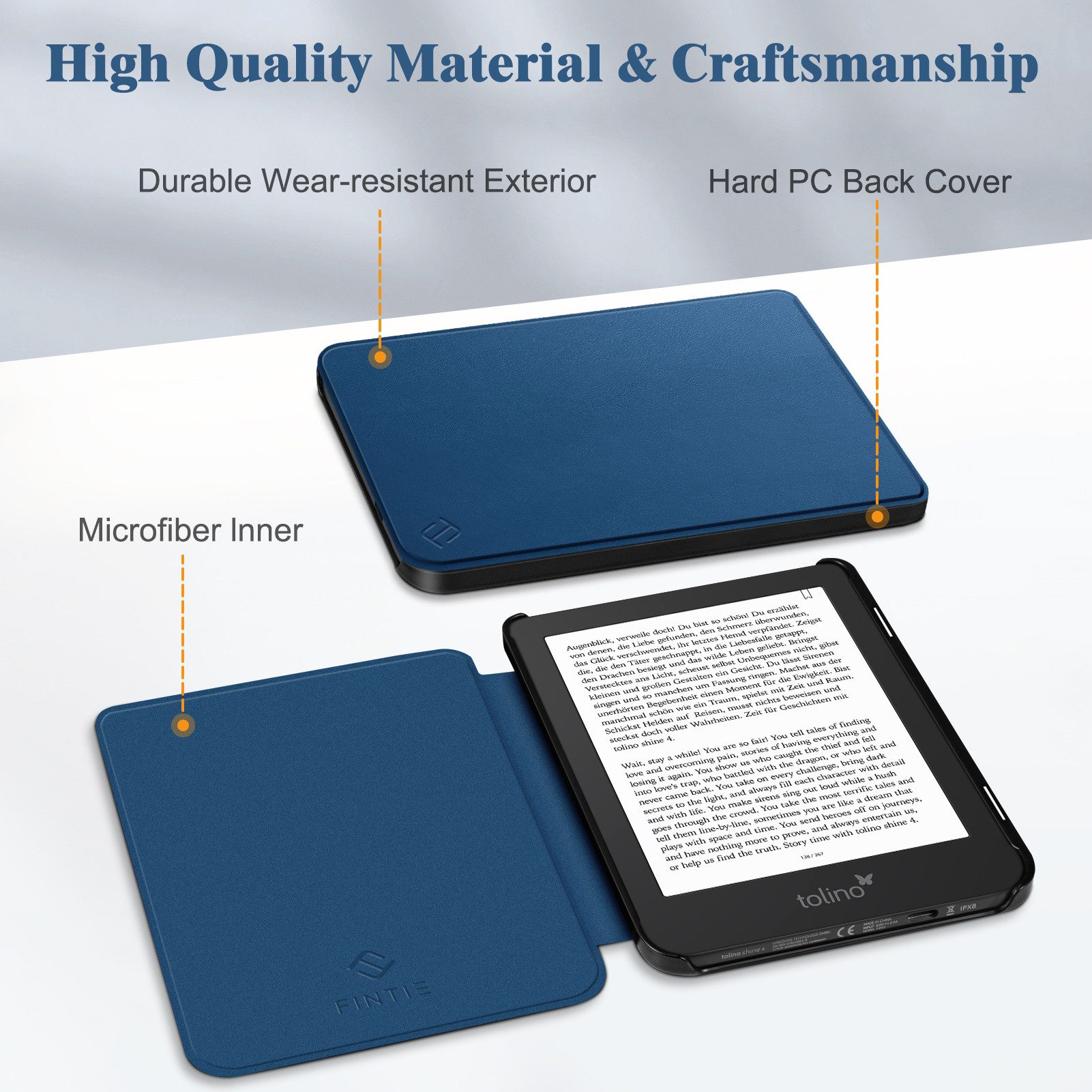 Fintie E-Reader-Hülle für Tolino Shine Color/Shine 5(2024)&Kobo Clara Colour/Clara BW(2024), Ultradünn Hülle mit Auto Schlaf/Wach und Magnetverschluss – Bild 5 von 5