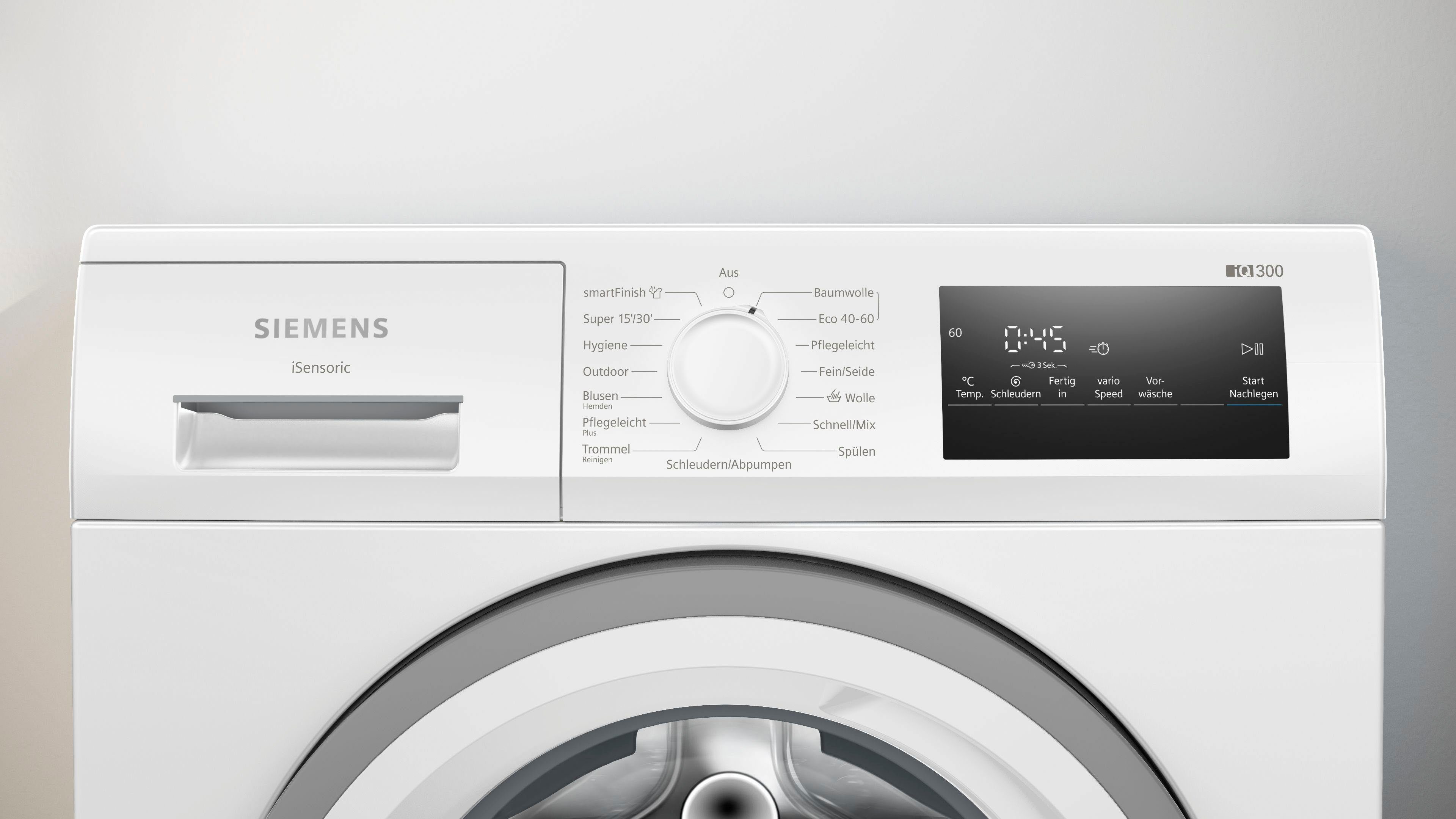 SIEMENS Waschmaschine iQ300 WM14N127, 8 kg, 1400 U/min, Knitter-Programm smartFinish, Outdoor-Programm, Softtrommel