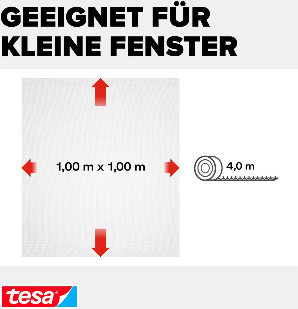 tesa Fliegengitter-Gewebe Klett Fliegengitter für Fenster - Insektenschutz, (Packung, 1-St., Fliegennetz, Klettband), Fliegen Netz - 100 cm x 100 cm – Bild 4 von 5