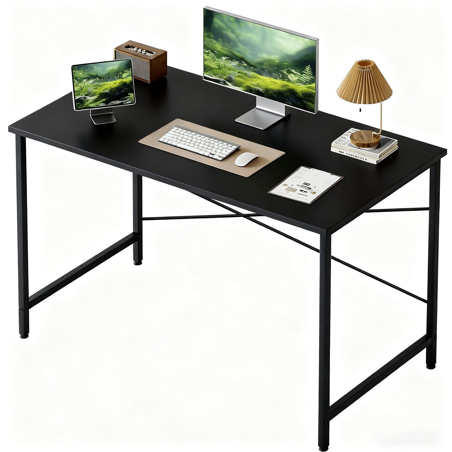 Refined Living Computertisch Schreibtisch Gaming tisch Computertisch Bürotisch 50x80/100cm (Weiß/Braun/Holzfarbe/Schwarz, Stabiler Metallrahmen, Moderner einfacher PC-Schreibtisch, Officetisch für Home Office), Kleiner Studierschreibtisch für kleinen Raum, einfacher Stil Büro