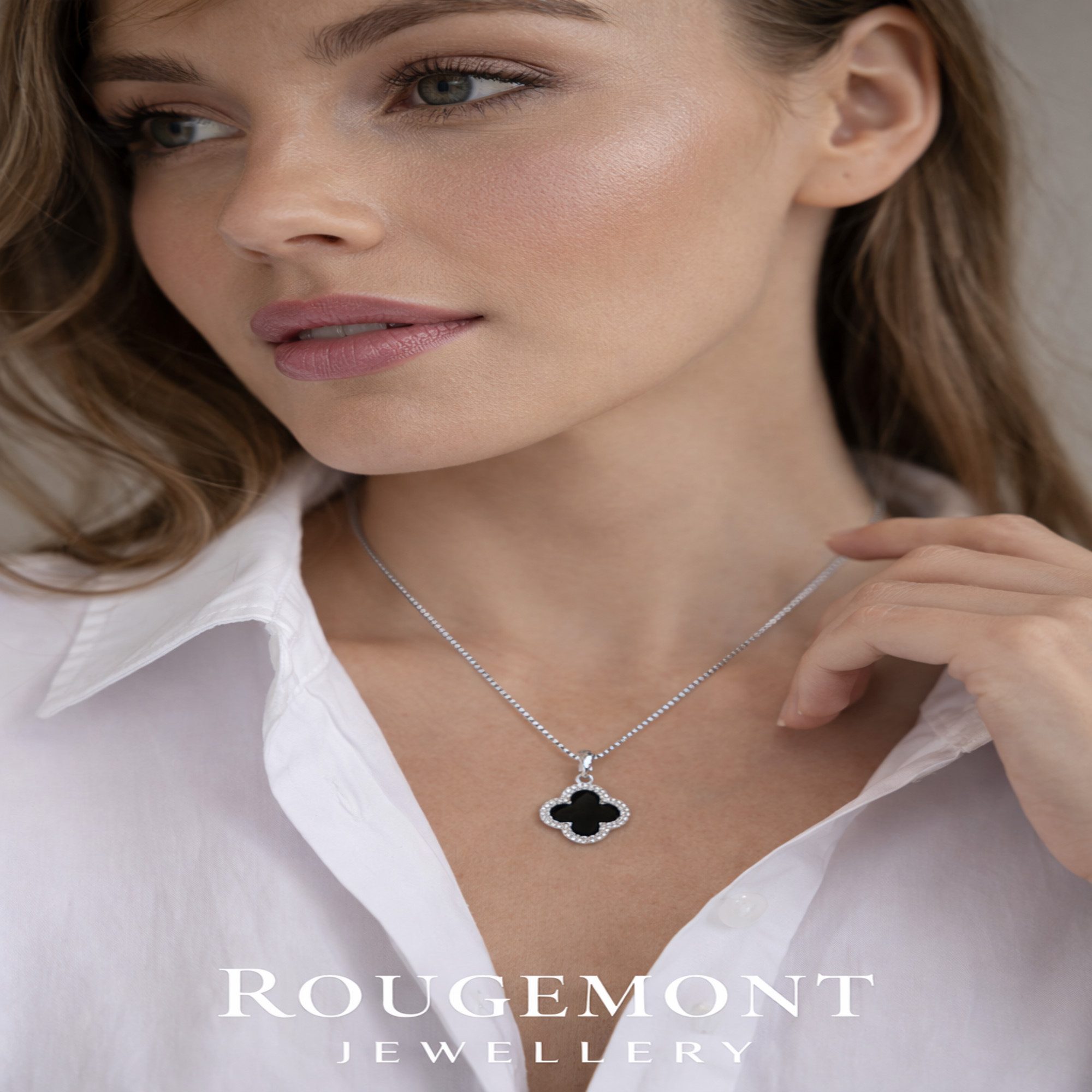 ROUGEMONT Kette mit Anhänger Kleeblatt Damen Clover Halskette Glücksbringer 925 Sterling Silber, Hypoallergen für empfindliche Haut – Bild 4 von 5