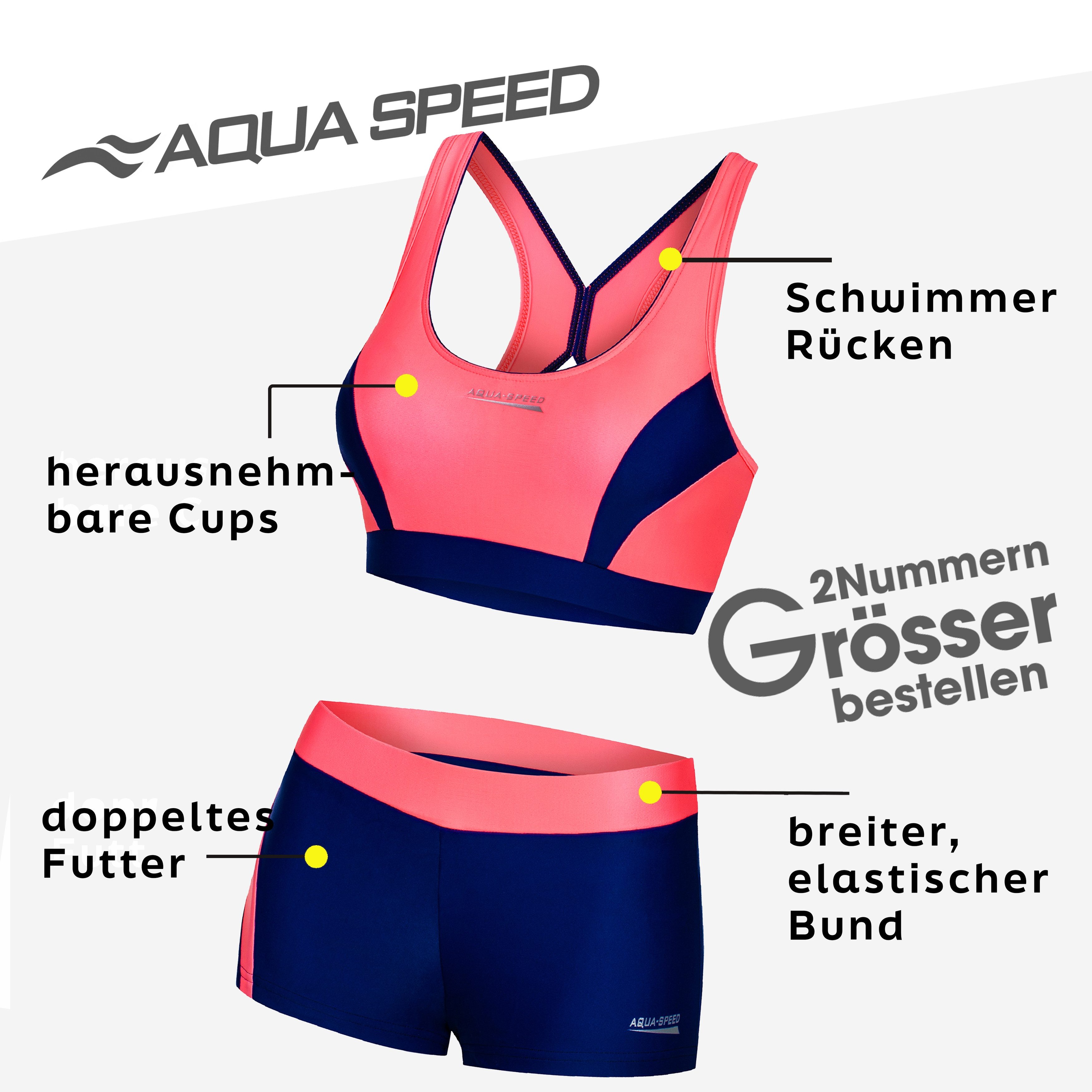 Aqua Speed Bustier-Bikini FIONA Damen Bikini Zweiteiler sportlicher & blickdicht