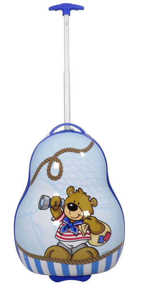 Motiv, Bär, König Leichtlaufrollen Blau mit Warenhandel Kinderkoffer mit Kinderkoffer LED-Licht