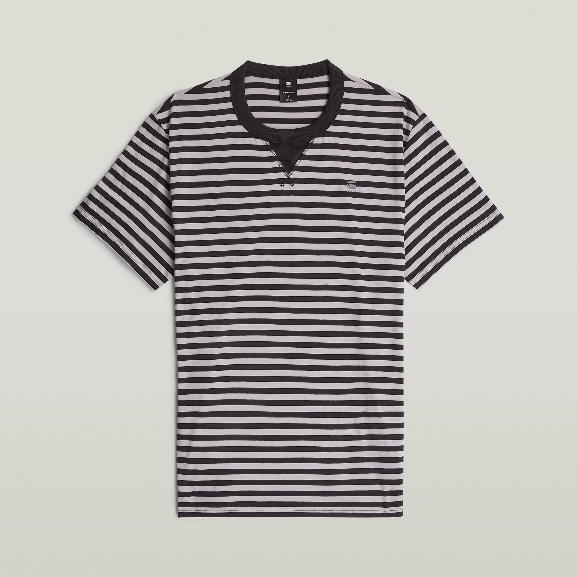 G-STAR T-Shirt Nifous Stripe mit geripptem Einsatz vorne – Bild 5 von 5