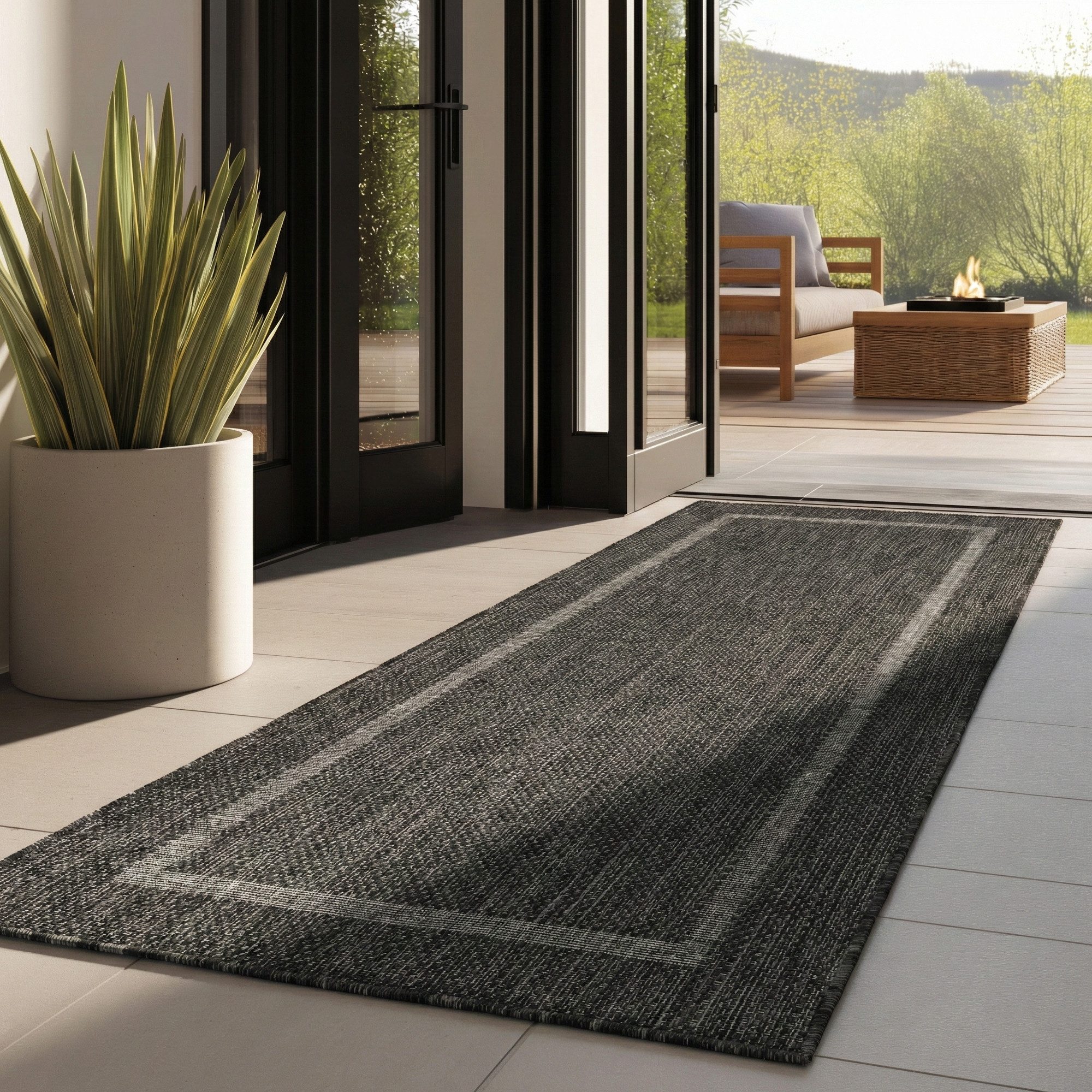 Carpettex Outdoorteppich Unicolor - Einfarbig, Läufer, Höhe: 5 mm, Teppich Wetterfest Balkon Küchenteppich Flachgewebe Sisaloptik