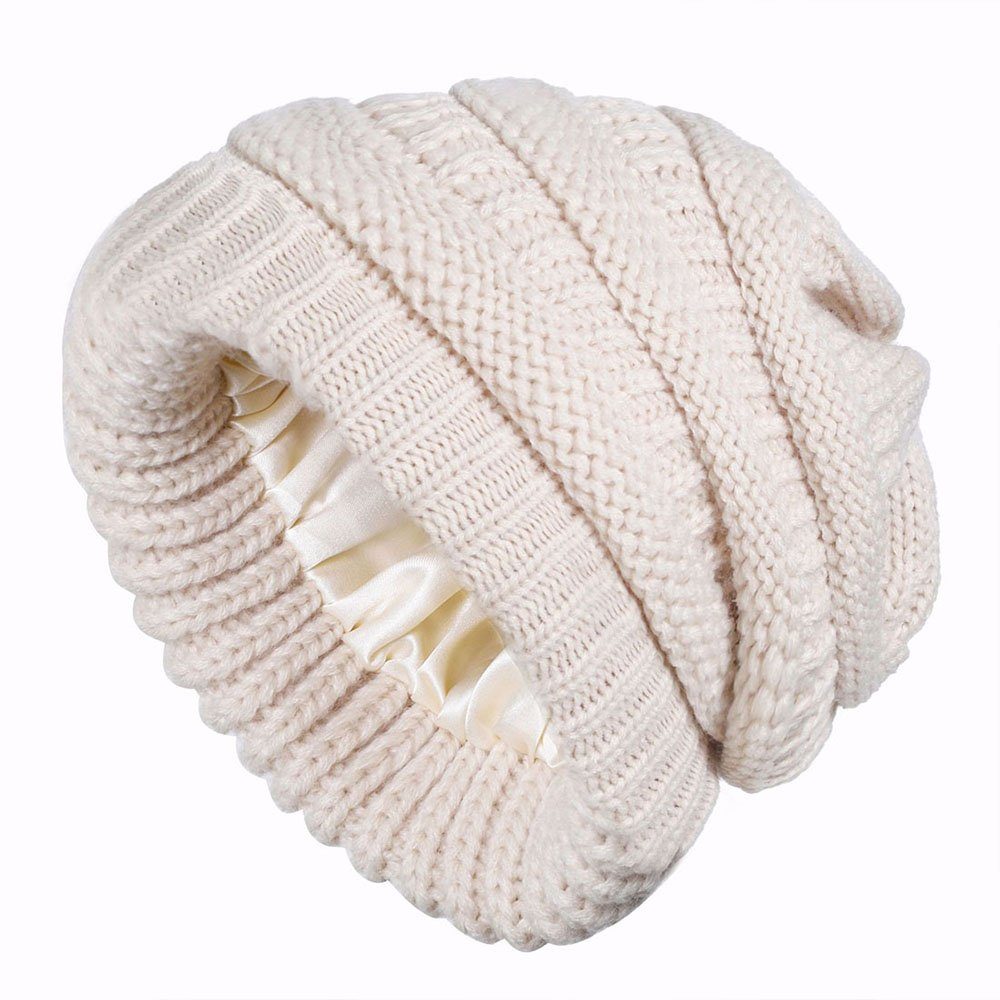 CTGtree Strickmütze Damen Wintermütze Beige Warme Beanie (1-St) Mütze