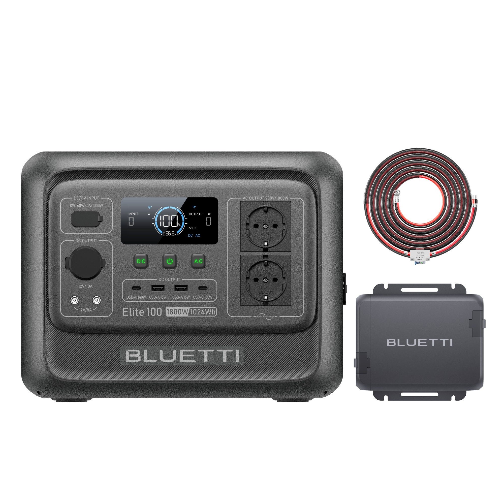 BLUETTI Stromerzeuger Elite 100 V2 1800W/ 1024Wh Tragbare PowerStation (2025 Neu), 1,8 in kW, (LFP Batterie Backup mit 2 1800W AC Ausgängen (3600W Surge), 35% Kompakter, Solar Generator für Camping, Stromausfälle und Off-grid