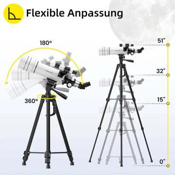 FOKOOS Teleskop für Erwachsene und Kinder, 70 mm Öffnung und 400 mm (20 x 333 x), Tragbares Stativ, Telefonhalter