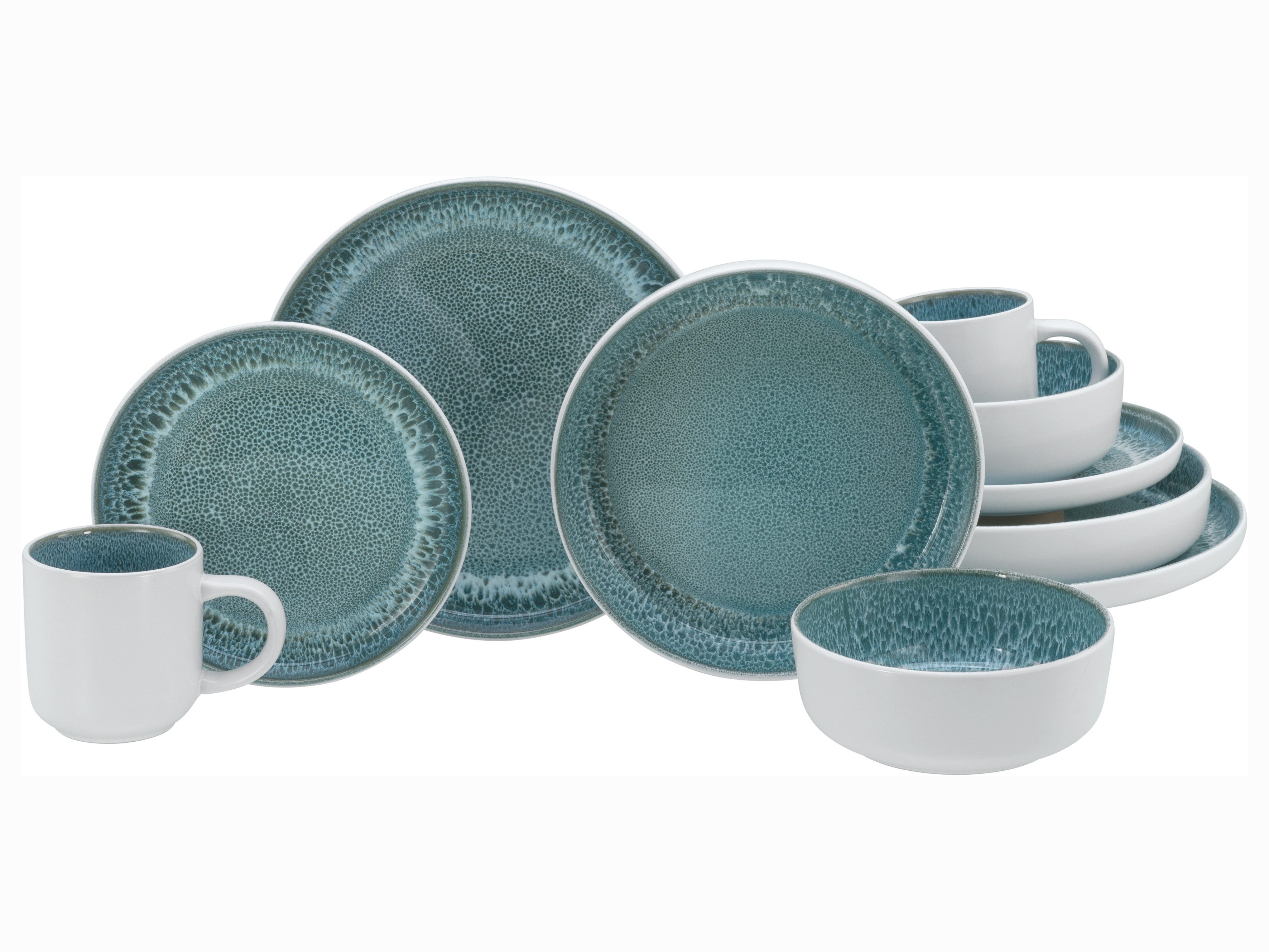 my home Kombiservice modernes Geschirr-Set, Service Nydala (10-tlg), 2 Personen, Steinzeug, hohe Haltbarkeit, spülmaschinen- & mikrowellengeeignet, Reaktivglasur