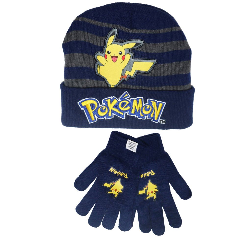 POKÉMON Fleecemütze Pokemon Pikachu Jungen Herbst Wintermütze plus Handschuhe Gr. 54/56