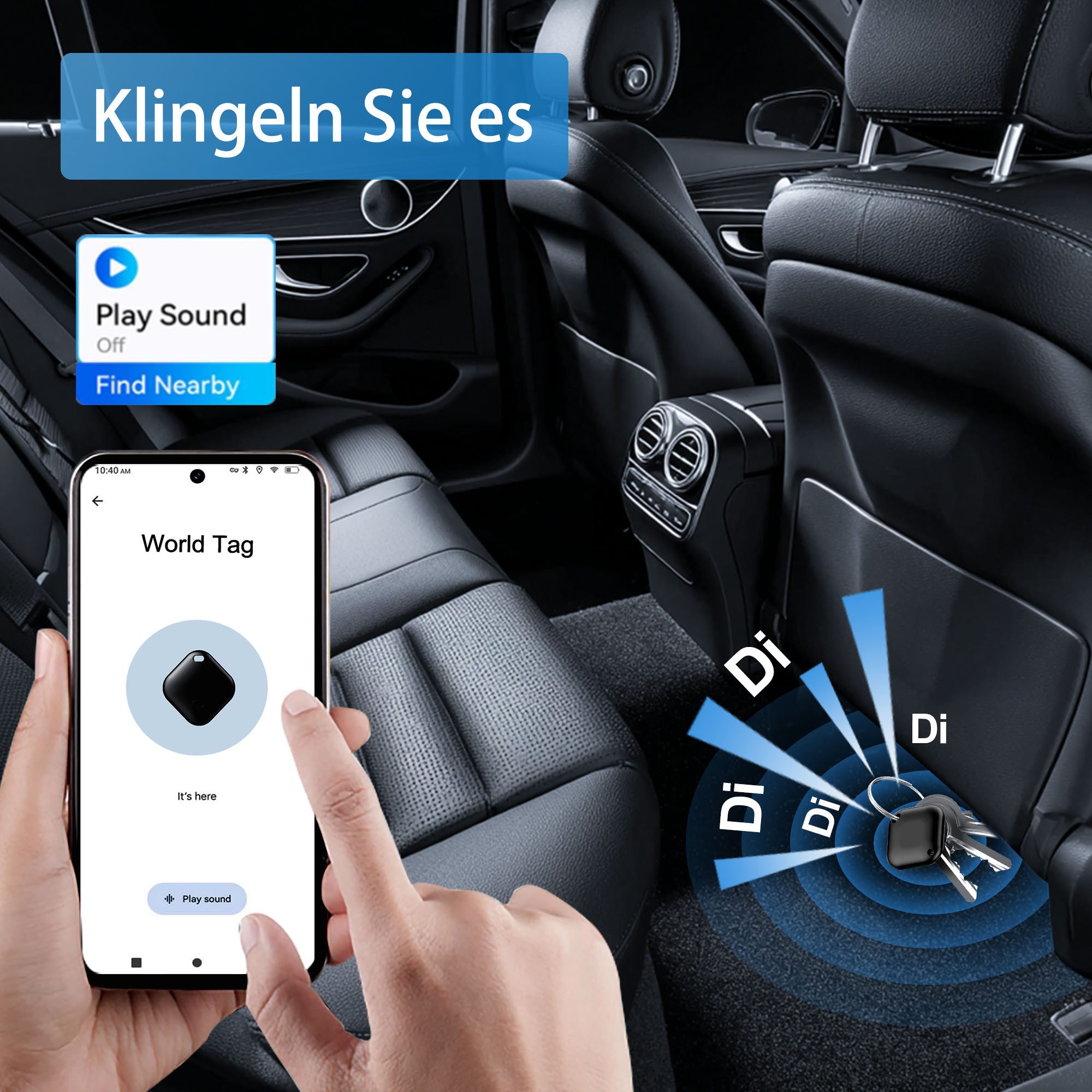 Luckice Bluetooth Smart Tags 4er-Pack Schwarz Tracker Bluetooth-Tracker (kompatibel mit der Google Find My Device App (nur Android)