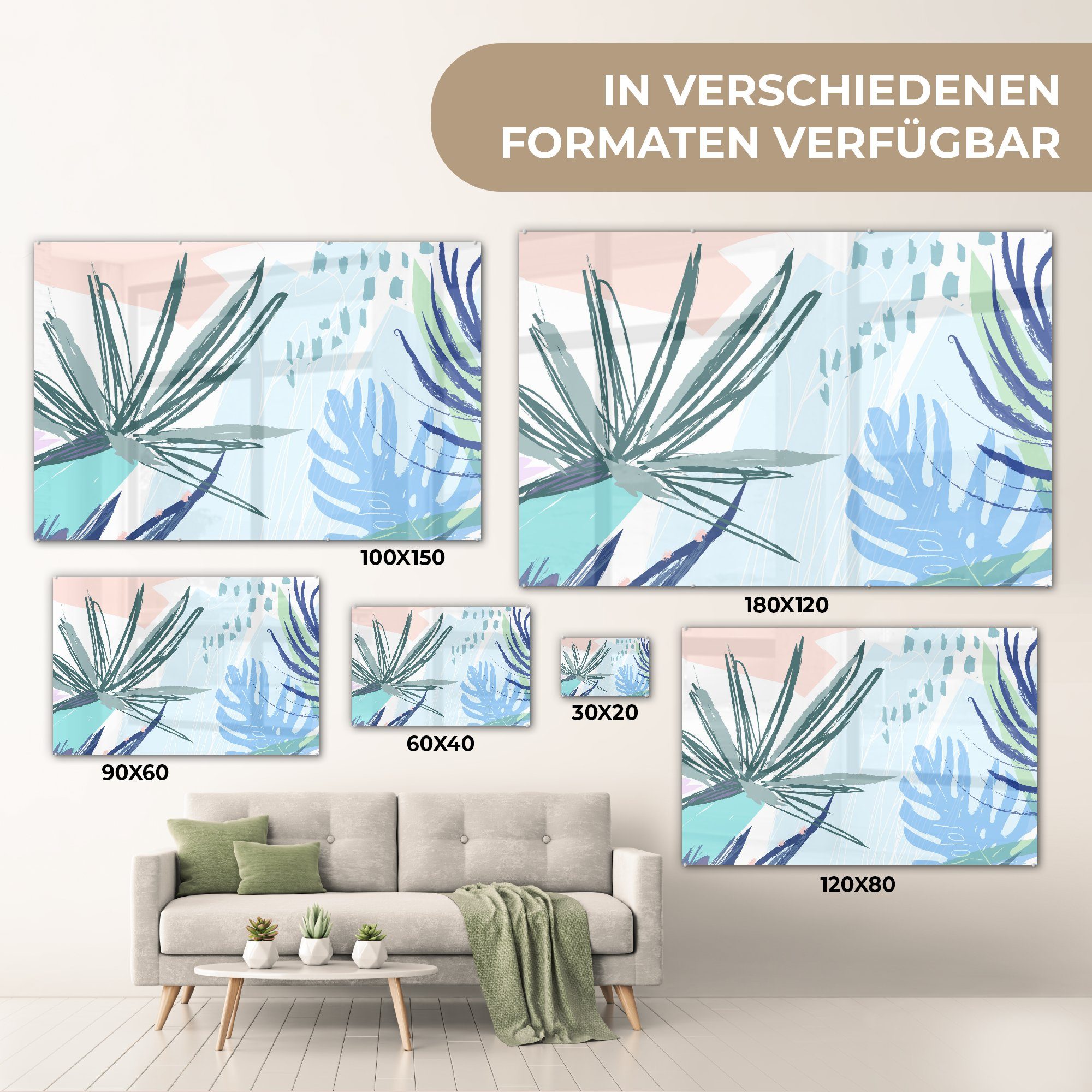 St), Acrylglasbilder (1 Pflanze Wohnzimmer - MuchoWow - Sommer - Farbe, Acrylglasbild Tropisch & Schlafzimmer