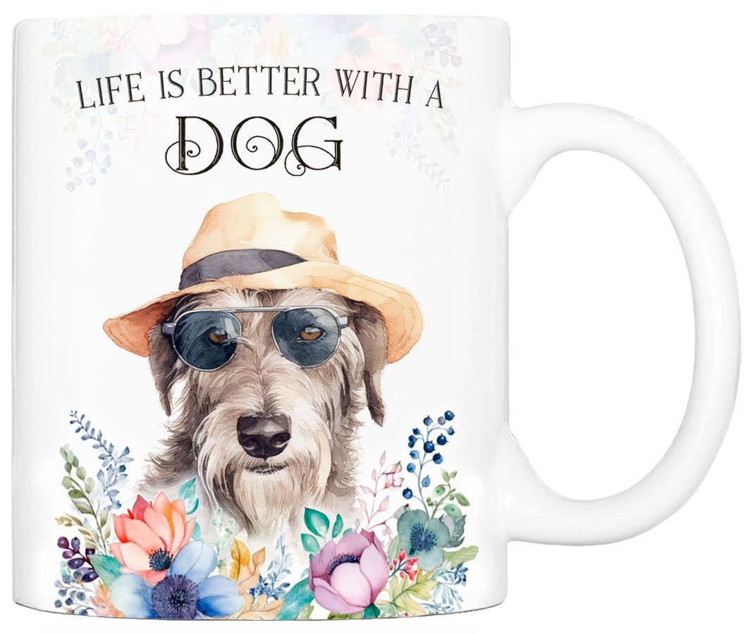 Kaffeetasse Hunderasse, Tasse Geschenk, 330 WOLFSHUND handgefertigt, IRISCHER - beidseitig für mit Keramik, Cadouri ml bedruckt, Hundefreunde,