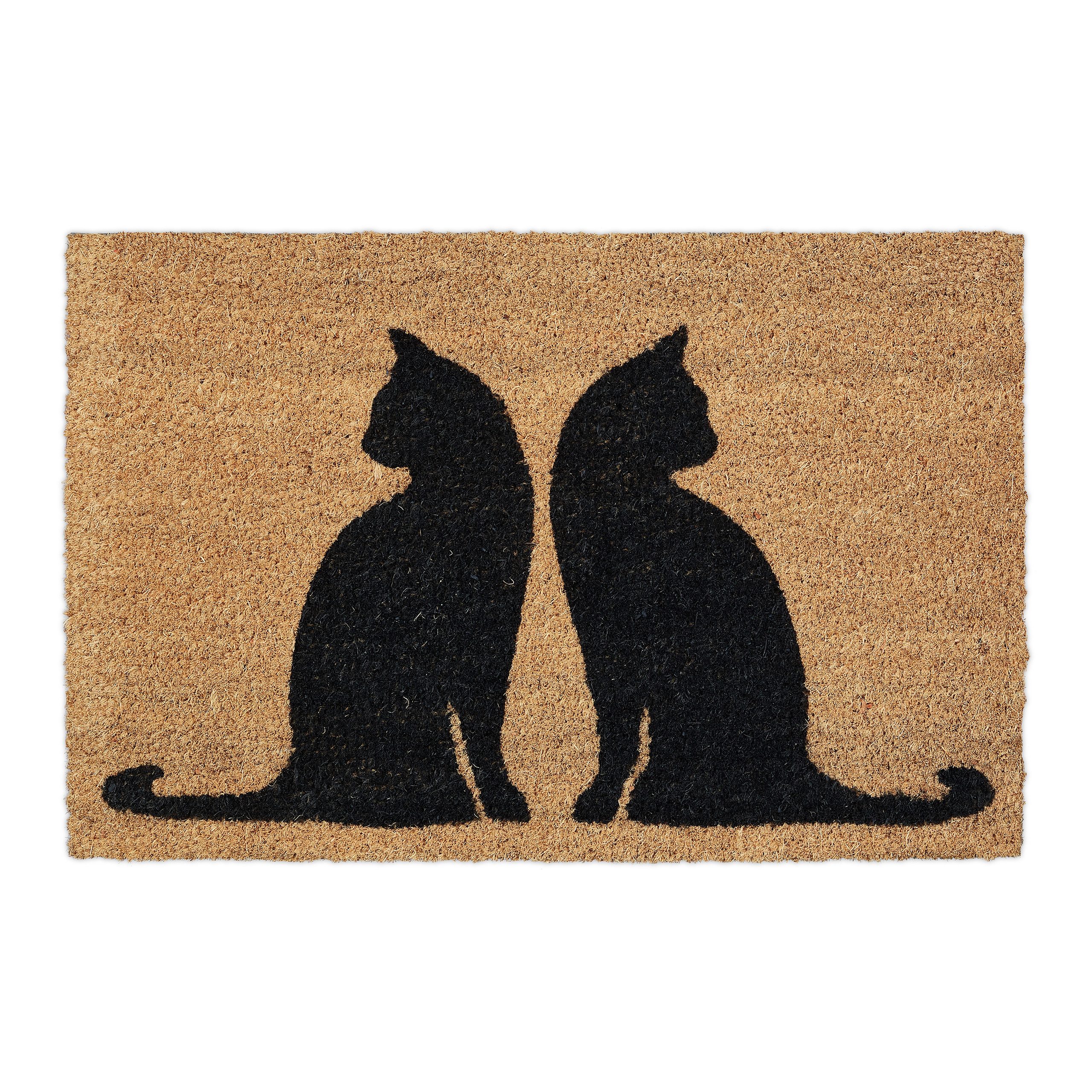 relaxdays Fußmatte Kokos Fußmatte mit Katzenmotiv, günstig online kaufen