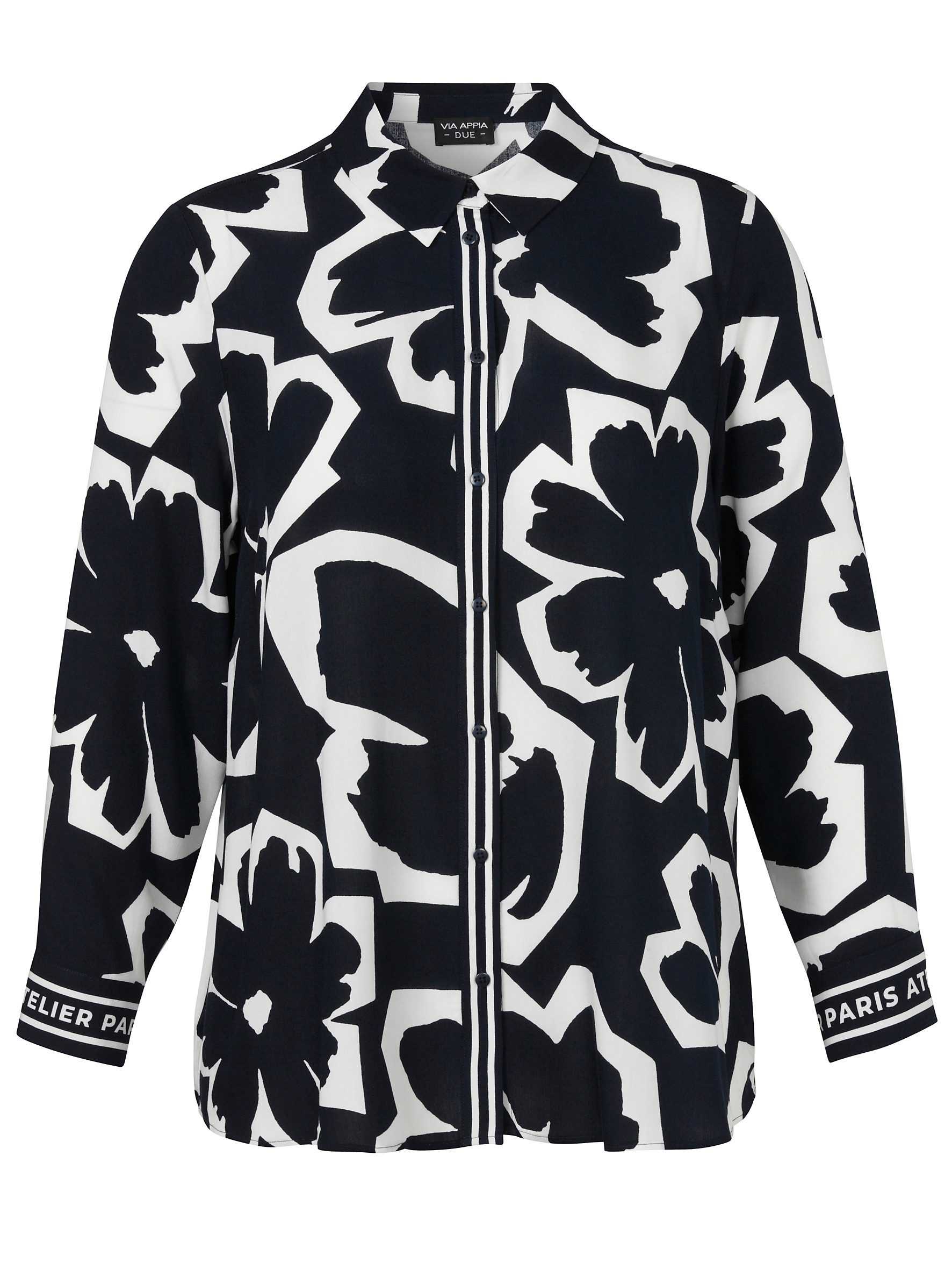 VIA APPIA Langarmbluse Bluse Hemdkragen 1/1 Arm Druck Knöpfe