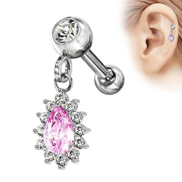 Taffstyle Piercing-Set Tragus Ohr Knorpel mit Kristall Tropfen Anhänger, Stecker Glitzer Lippe Nasen Cartilage Helix Labret Nasenpiercing