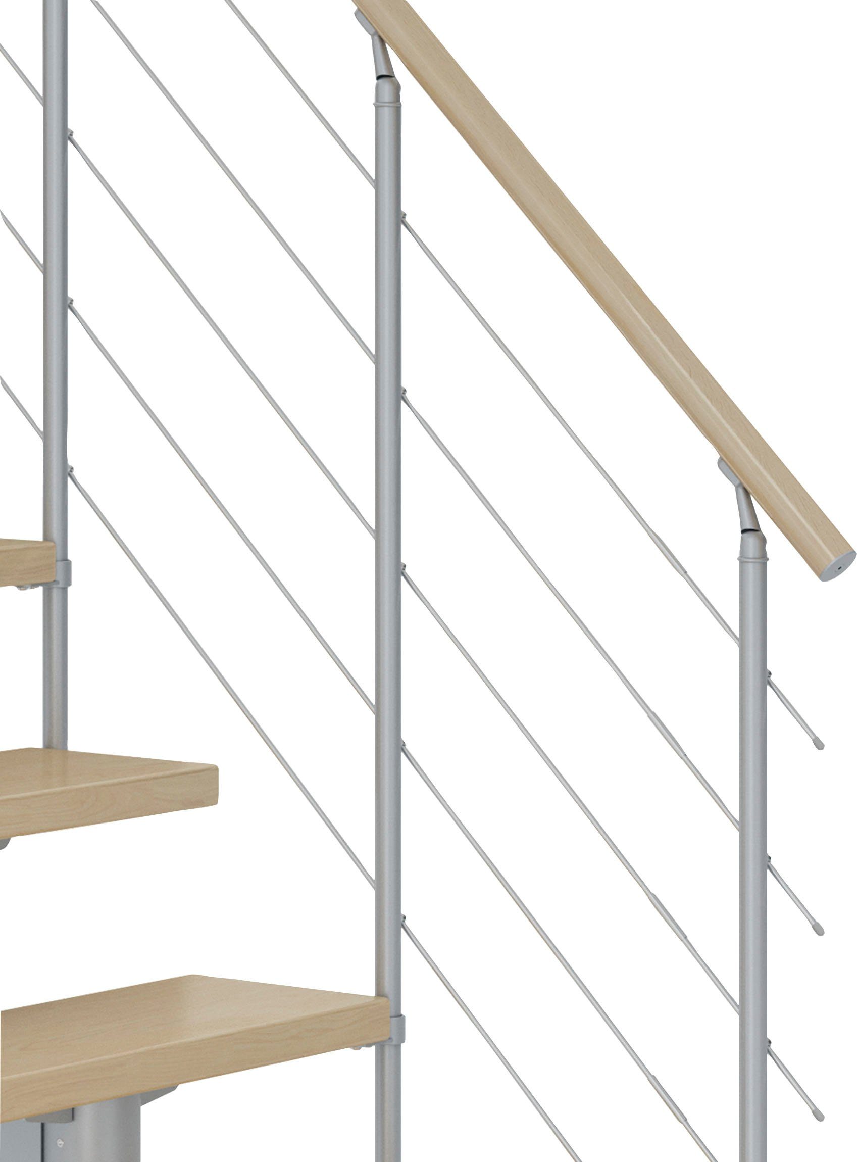 cm, Ahorn/Metall Stufen bis für Geschosshöhen Dolle 292 offen, Cork, Mittelholmtreppe