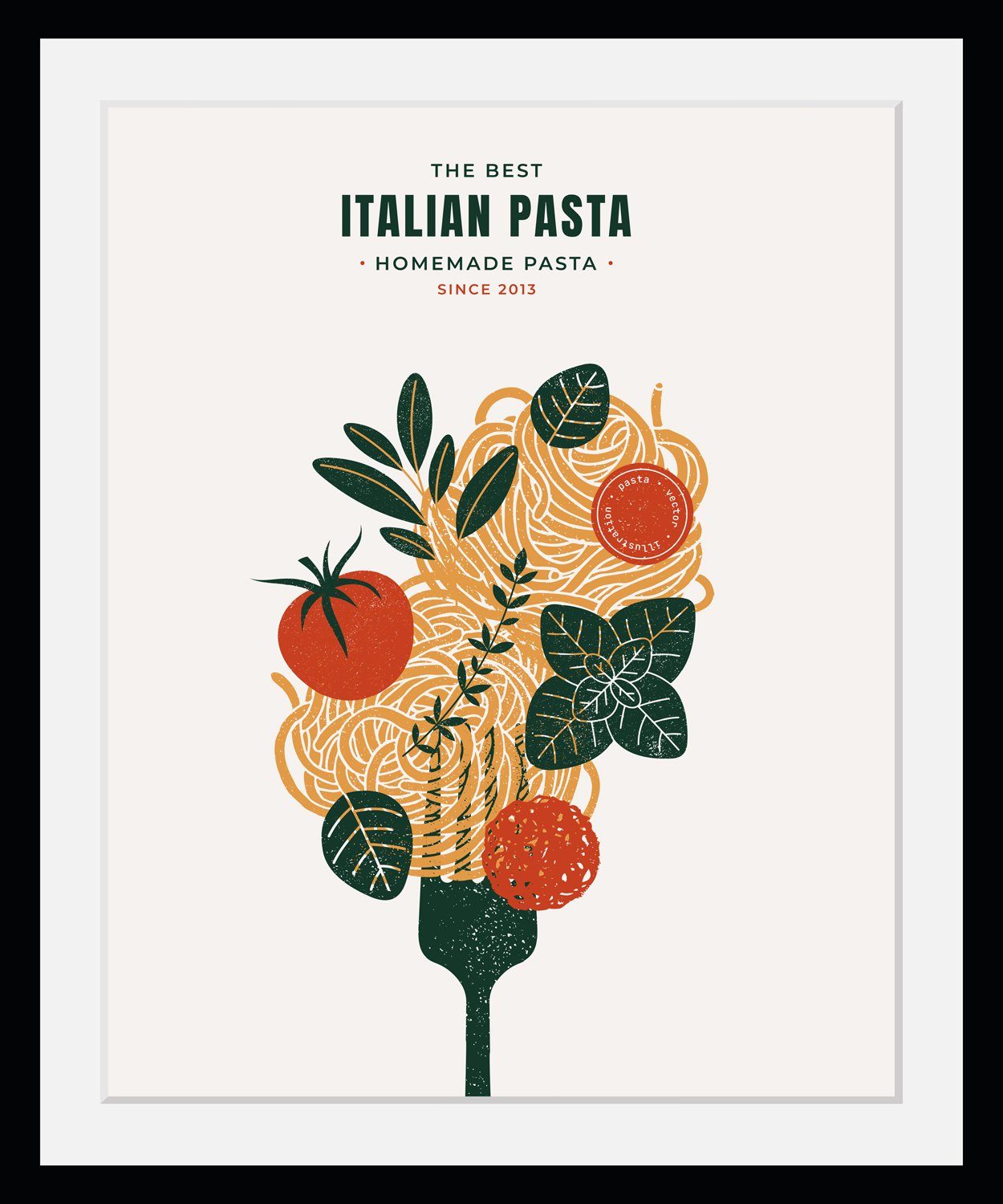 Bild mit Rahmen Italian Pasta - Spaghetti - Gerahmter Digitaldruck - Wandbild