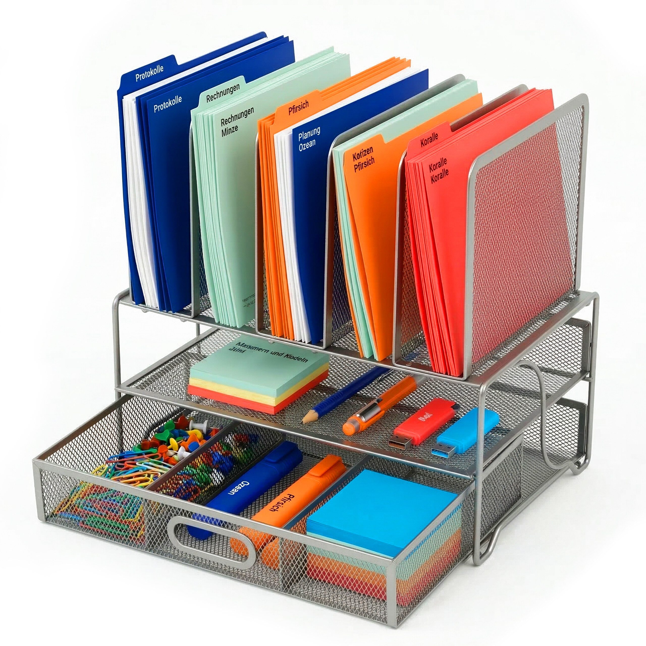 relaxdays Organizer Schreibtisch Organizer Schublade Ablagen (1 St), silber