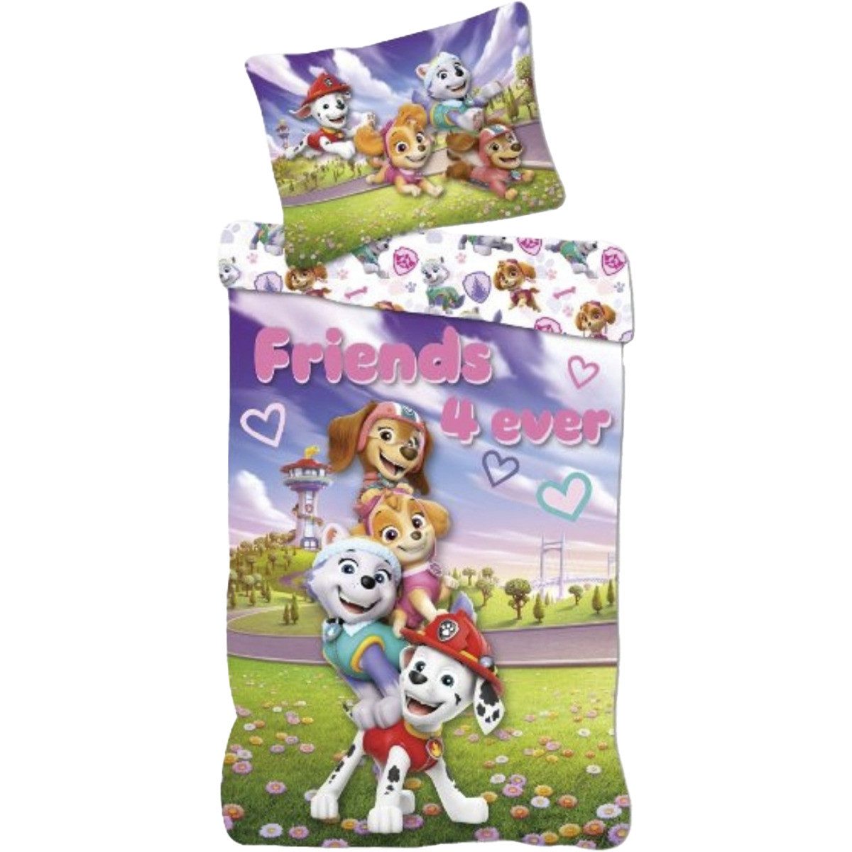 PAW PATROL Kinderbettwäsche Paw Patrol 1135 140x200+70x90 Mädchen, Renforcé, 2 teilig