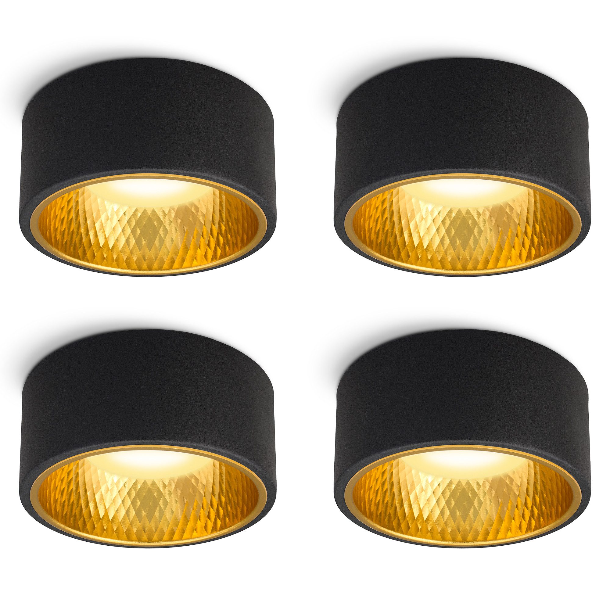 SSC-LUXon LED Aufbaustrahler OLINO Aufputz Spot flach schwarz LED dimmbar GX53 warmweiß 230V 6W, Warmweiß