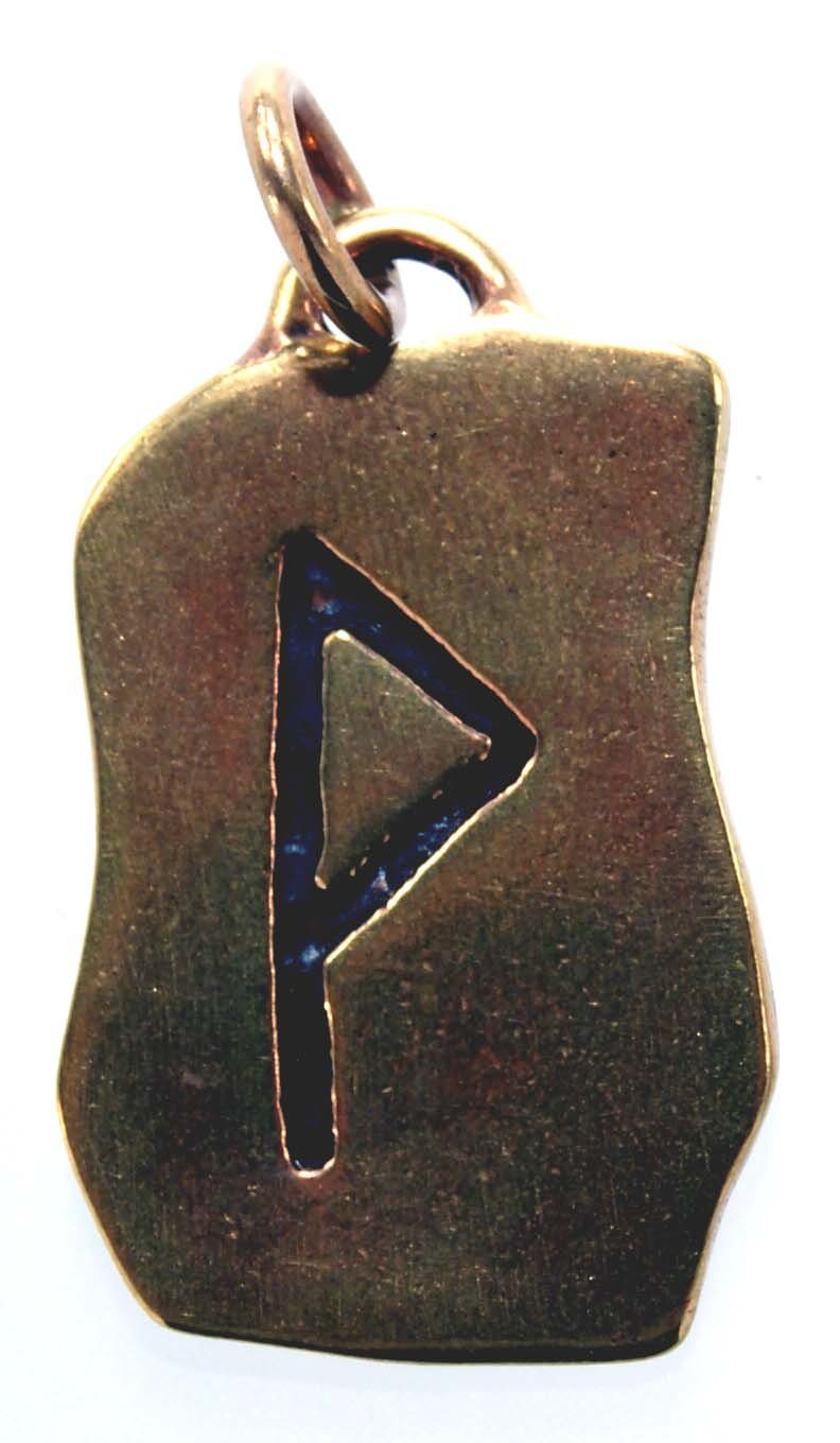 Kiss of Leather Wunjo Wynn Bronze Rune / Glück Buchstabe W Kettenanhänger Runen Anhänger