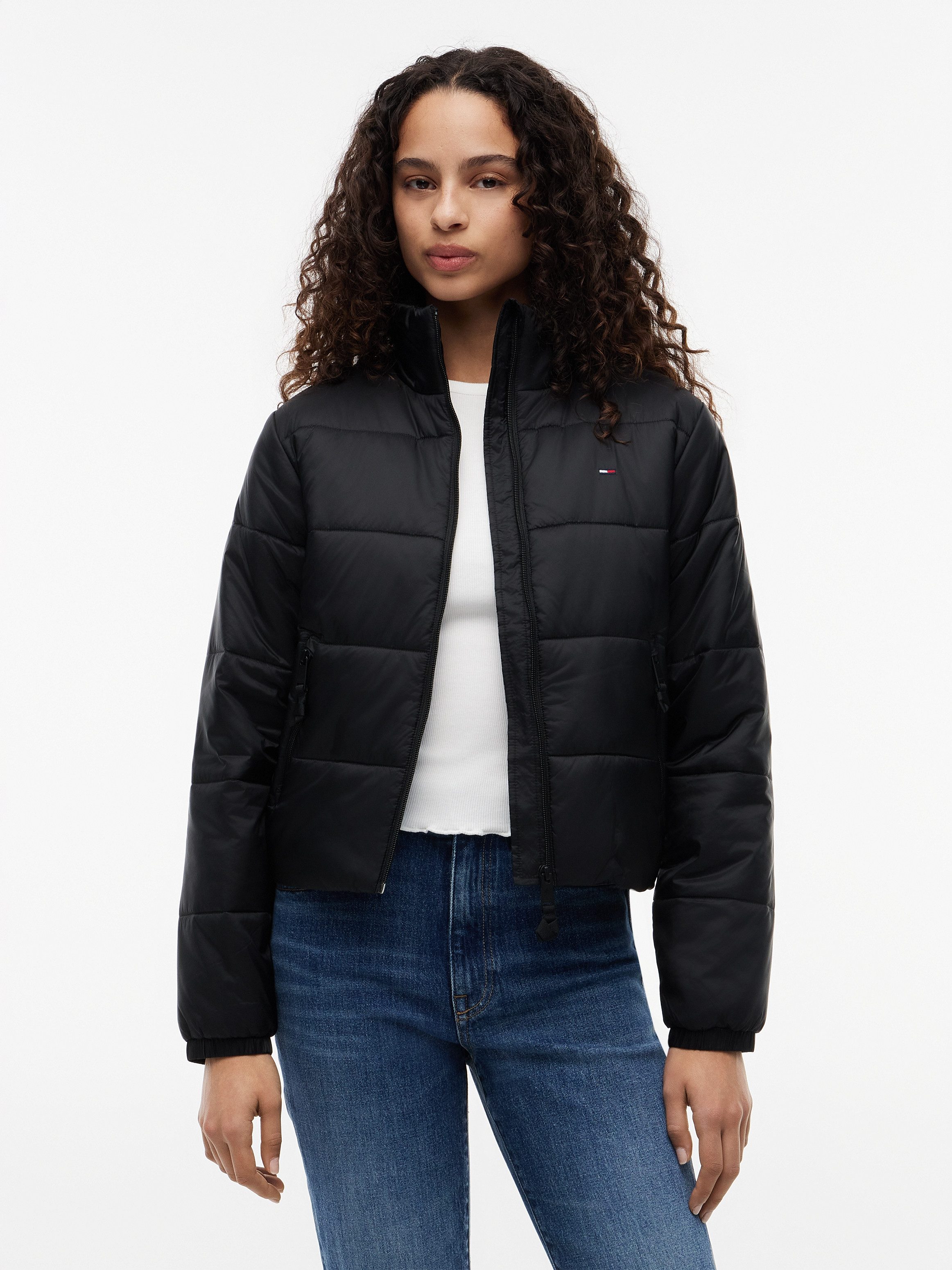 Tommy Jeans Steppjacke TJW REG PADDED JACKET Steppware, Reißverschlusstaschen, Stehkragen