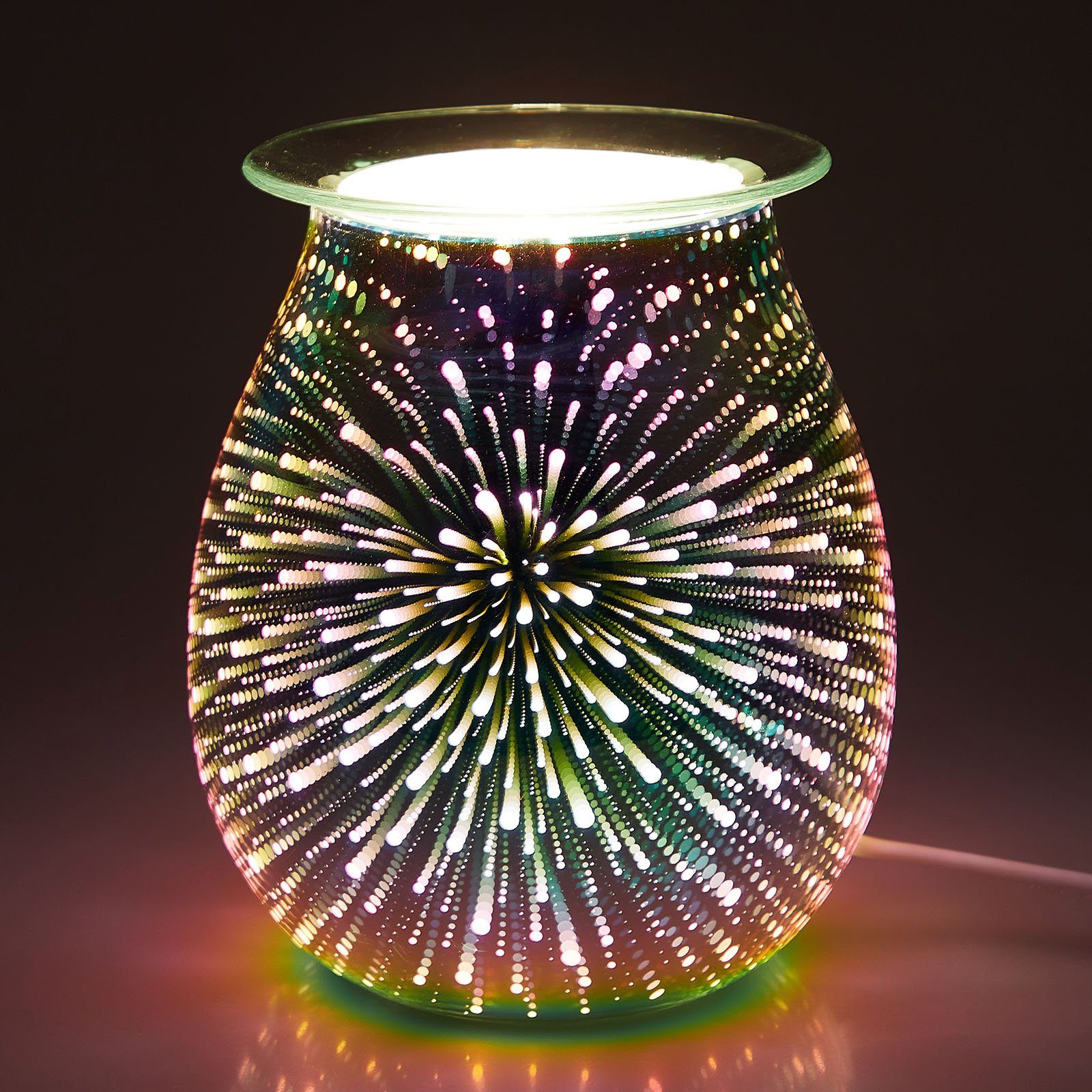 Rosnek Diffuser 3D Feuerwerk/Kreis, dimmbar, für Schlafzimmer und Wohnzimmer, Elektrischer Wachsschmelzer