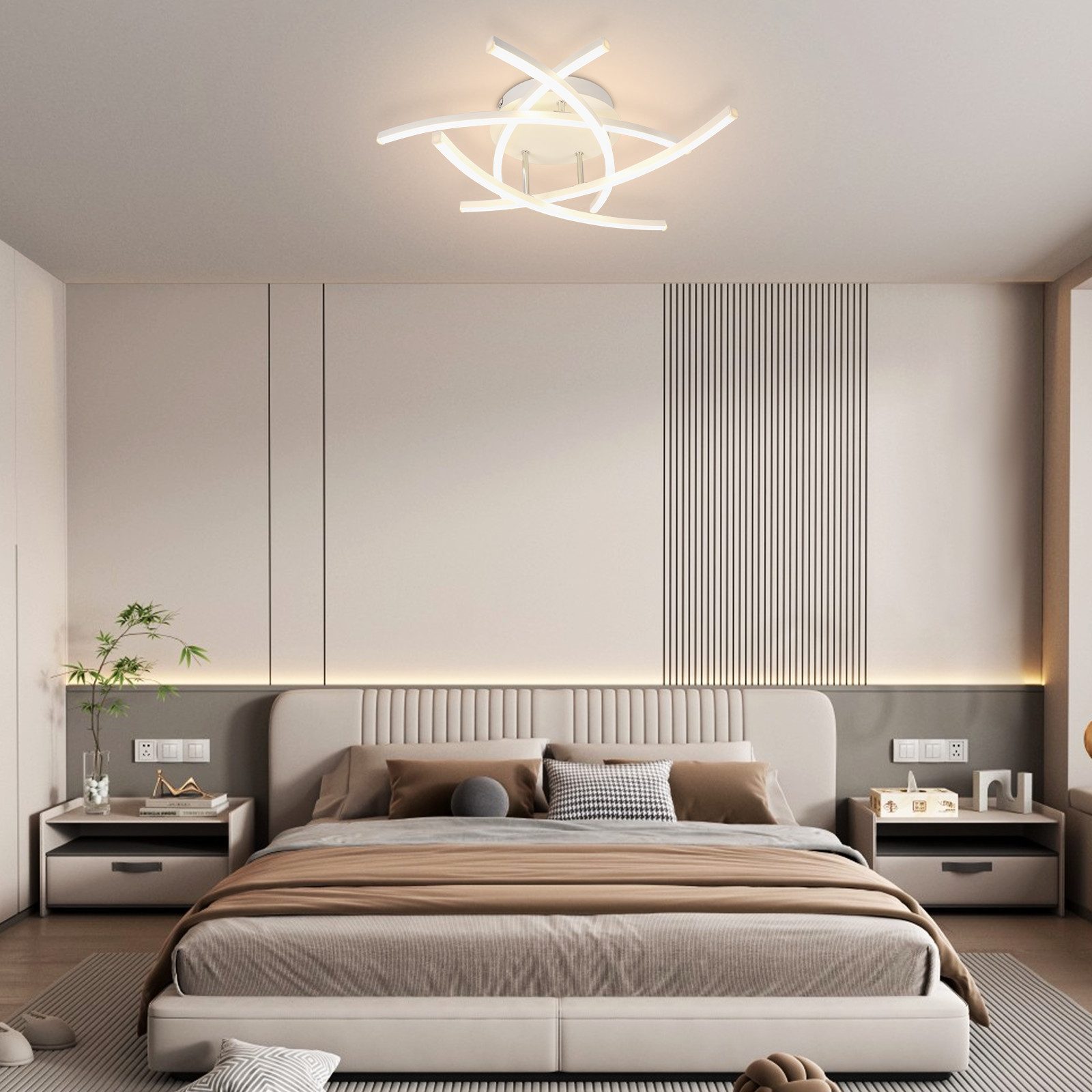 ZMH LED Deckenleuchte Wohnzimmer Schwarz/Weiß 32W Dimmbar Modern Flurlampe für Büro, Augenschutz, Einfache Installtion, LED fest integriert, 3000-6500K, Metall Schlafzimmerlampe mit Fernbedienung Küche