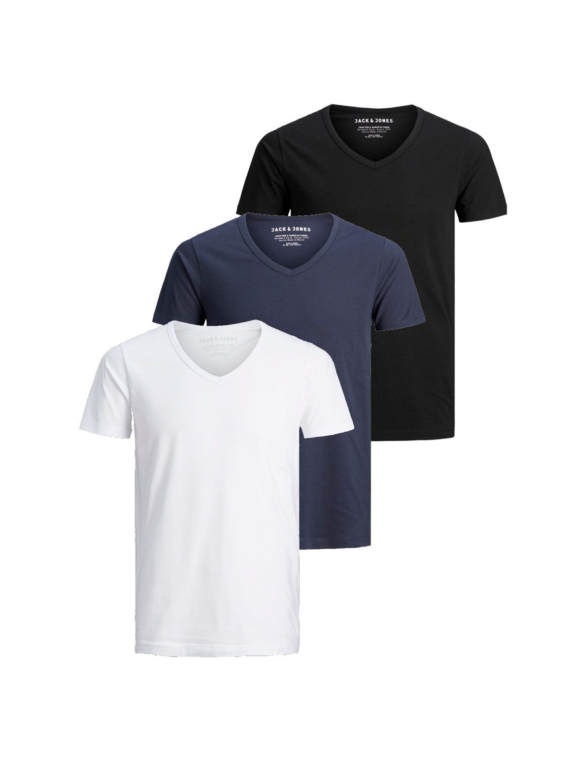 T-Shirt Jack & Jones Herren T-Shirt JJeBasic 3er Pack V-Ausschnitt