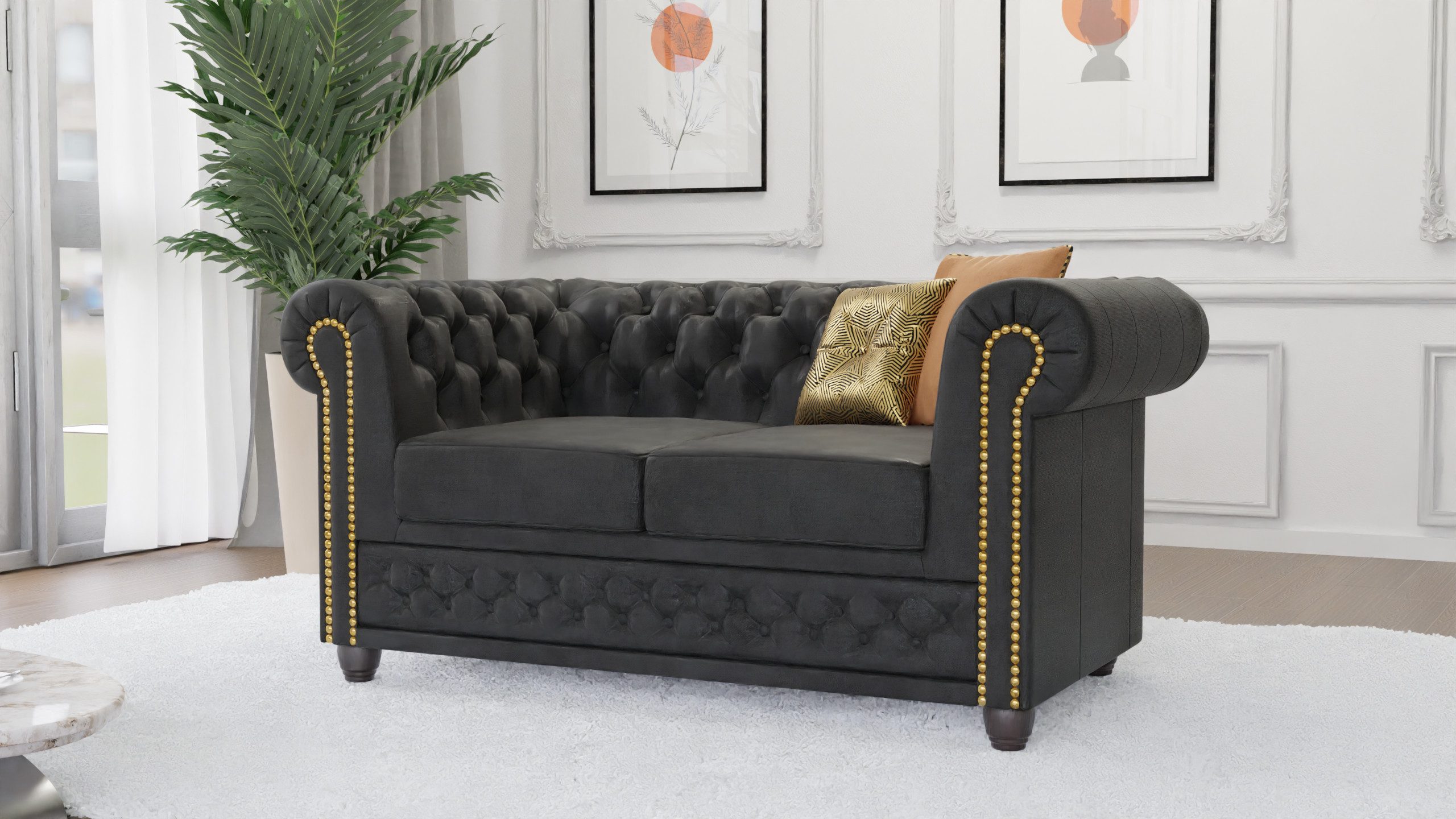 S-Style Möbel Chesterfield-Sofa Anton 2-Sitzer Sofa günstig online kaufen