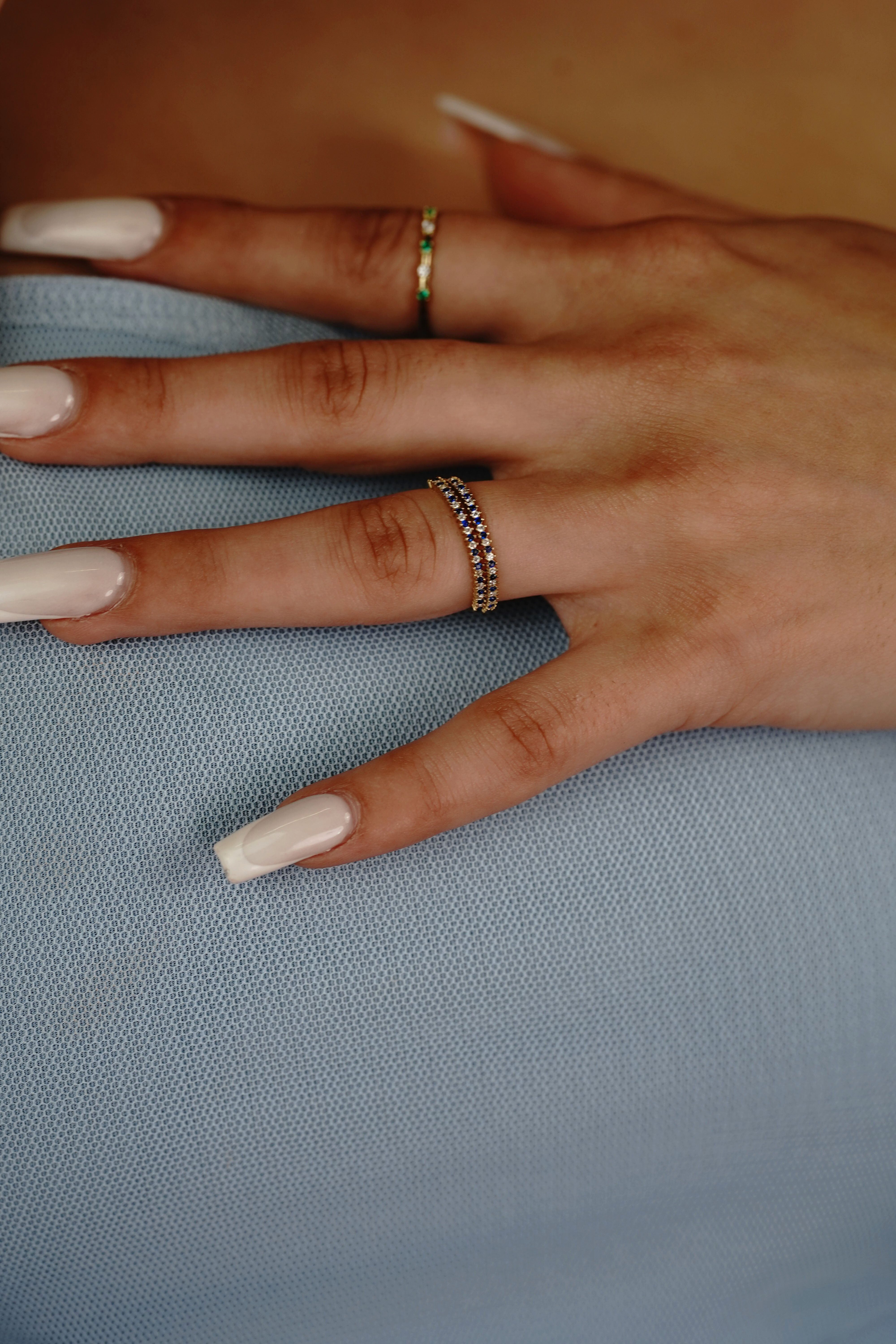 Suzan Gold Goldring 375er Gold Damenring – blaue & weiße Zirkonia, stapelba günstig online kaufen