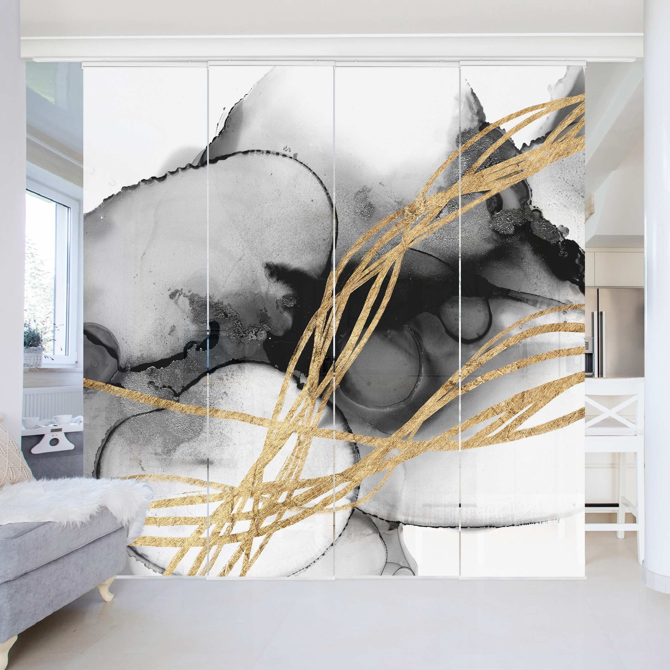 Bilderdepot24 Schiebegardine Flächenvorhang blickdicht Schwarze Tusche günstig online kaufen