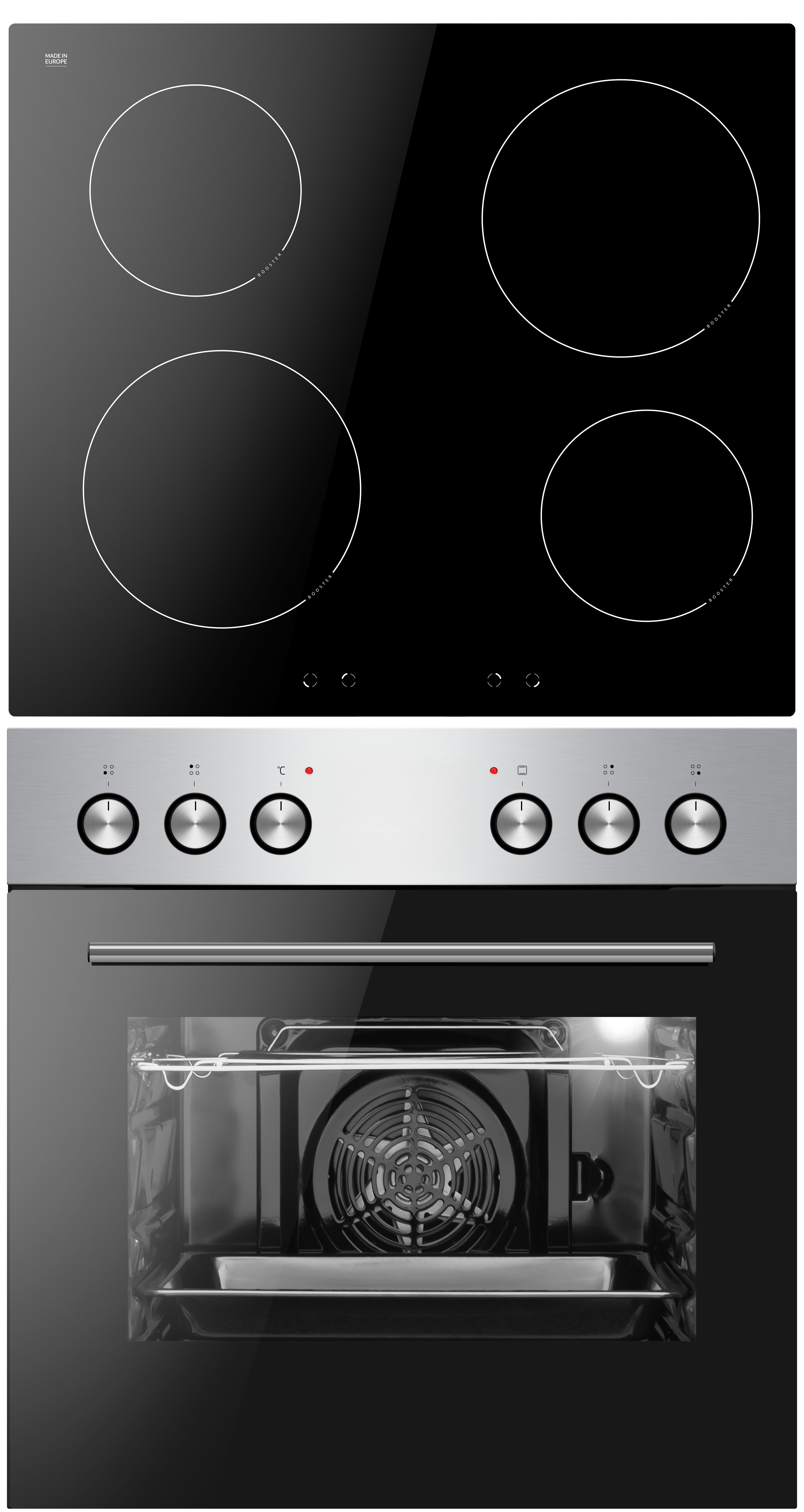 Amica Induktions Herd-Set EHI 935 331 E, Steam Clean, Komfort pur: beste Sicht, leicht reinigen, sicher kochen