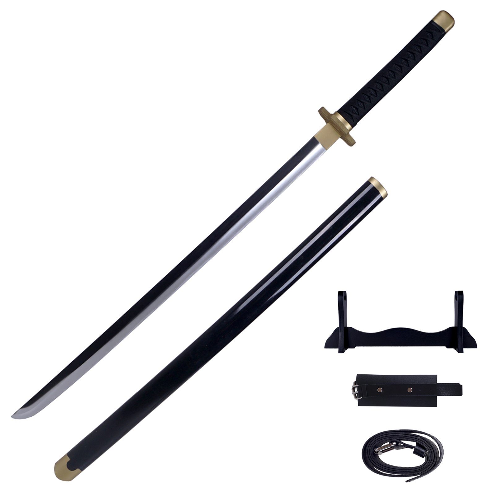 GalaxyCat Spielzeug-Schwert Schwerter von Lorenor Zorro aus PU-Schaum, Katana mit Schwertscheide, Yubashiri Katana von Lorenor Zorro mit Schwertständer